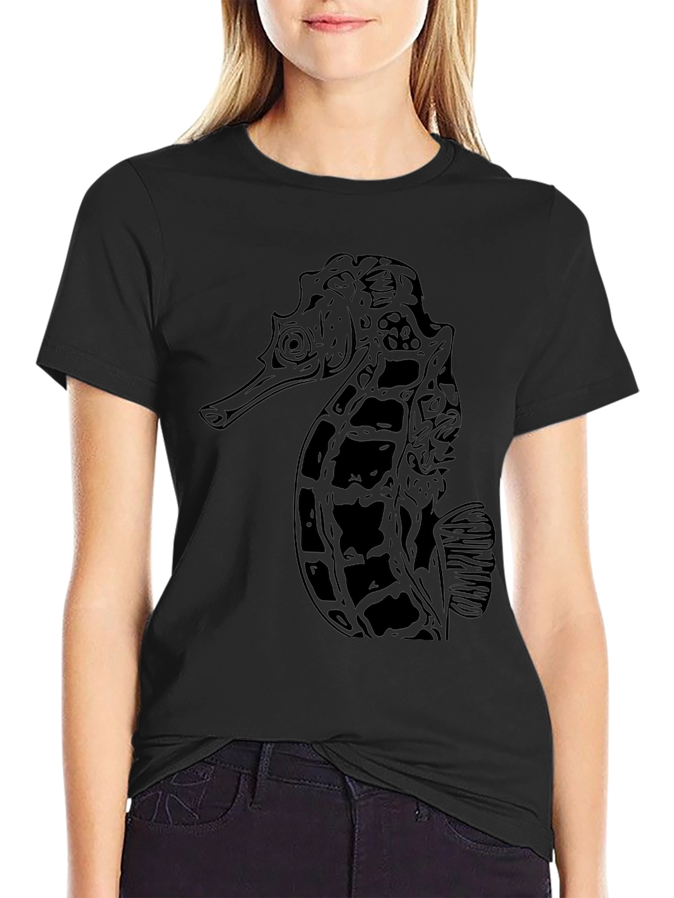 Black Seahorse Graphic Tee - Unisex