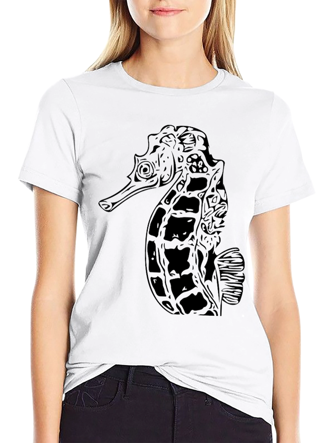 Black Seahorse Graphic Tee - Unisex