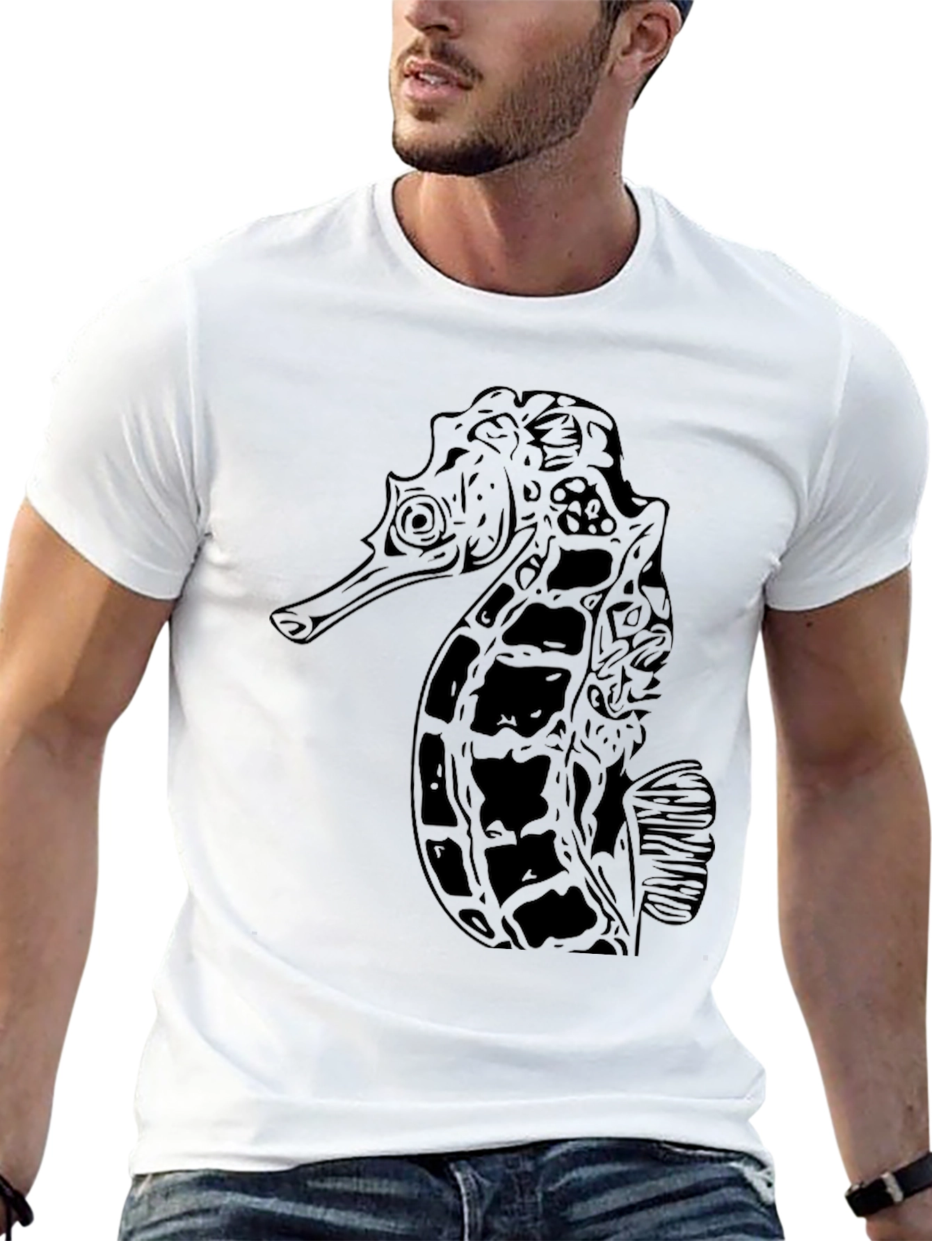 Black Seahorse Graphic Tee - Unisex