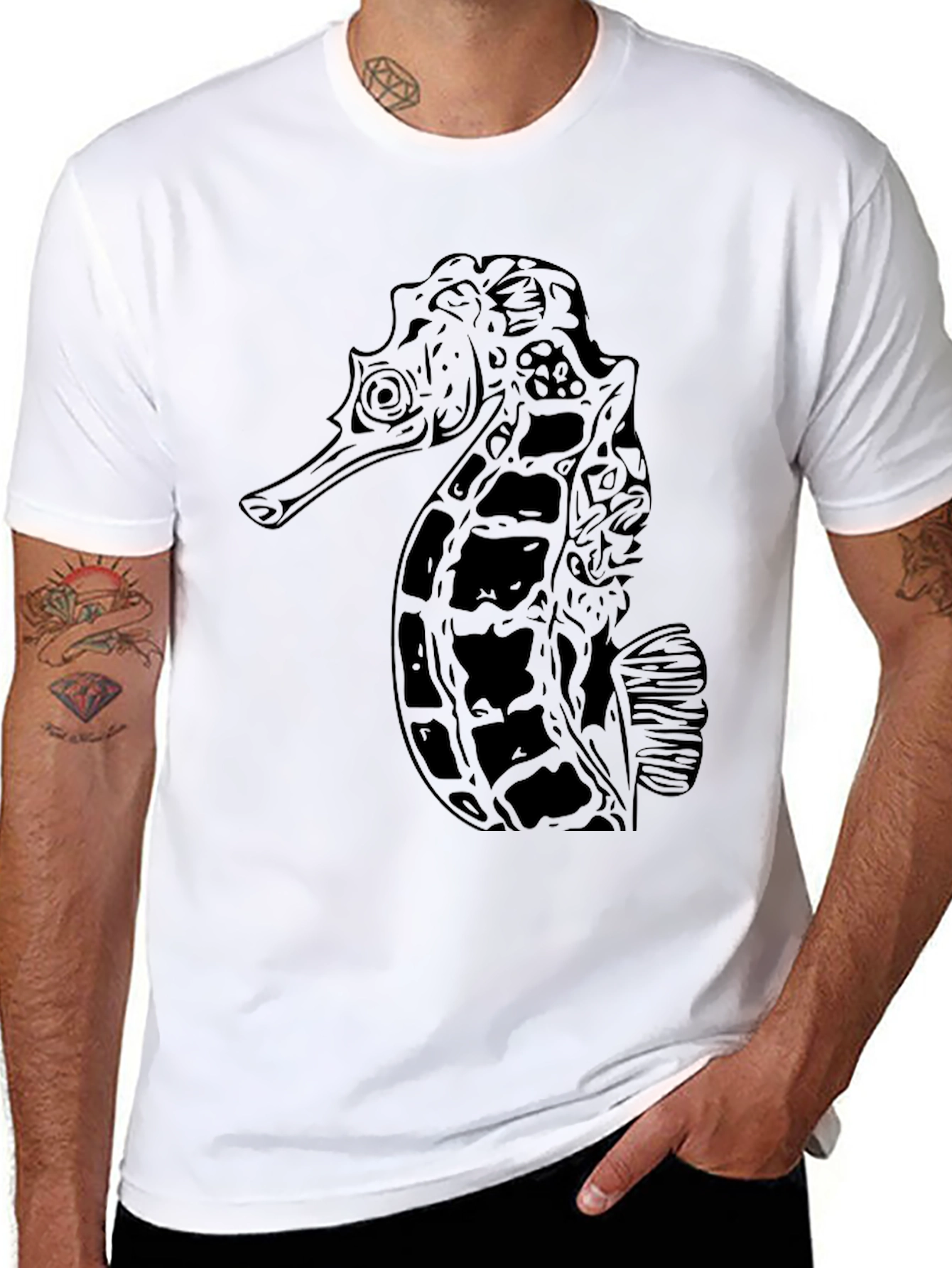 Black Seahorse Graphic Tee - Unisex