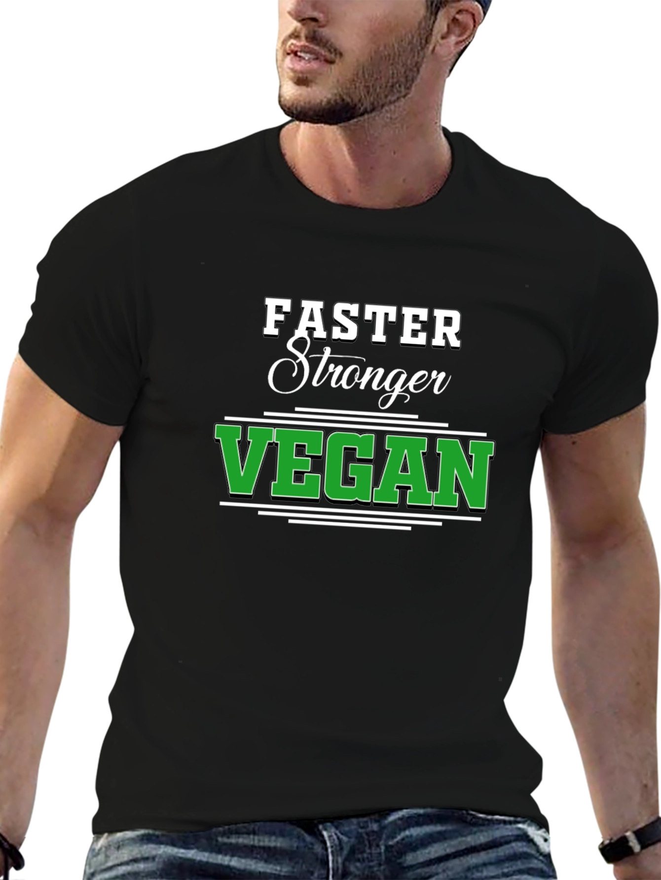 Faster Stronger Vegan Black T-Shirt