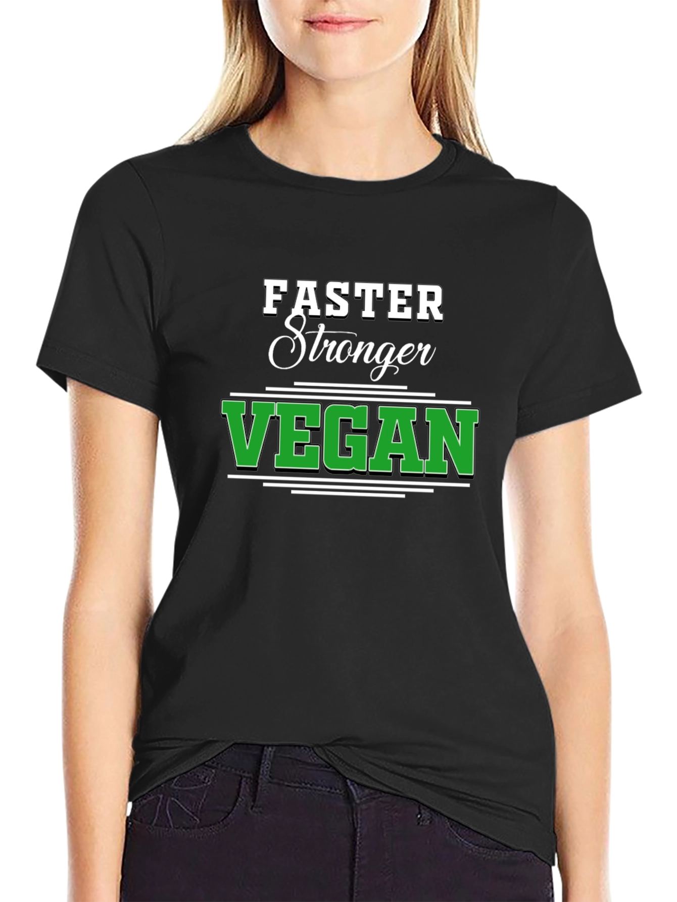 Faster Stronger Vegan Black T-Shirt