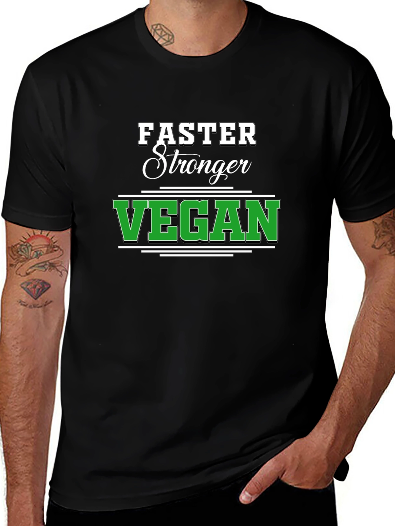 Faster Stronger Vegan Black T-Shirt