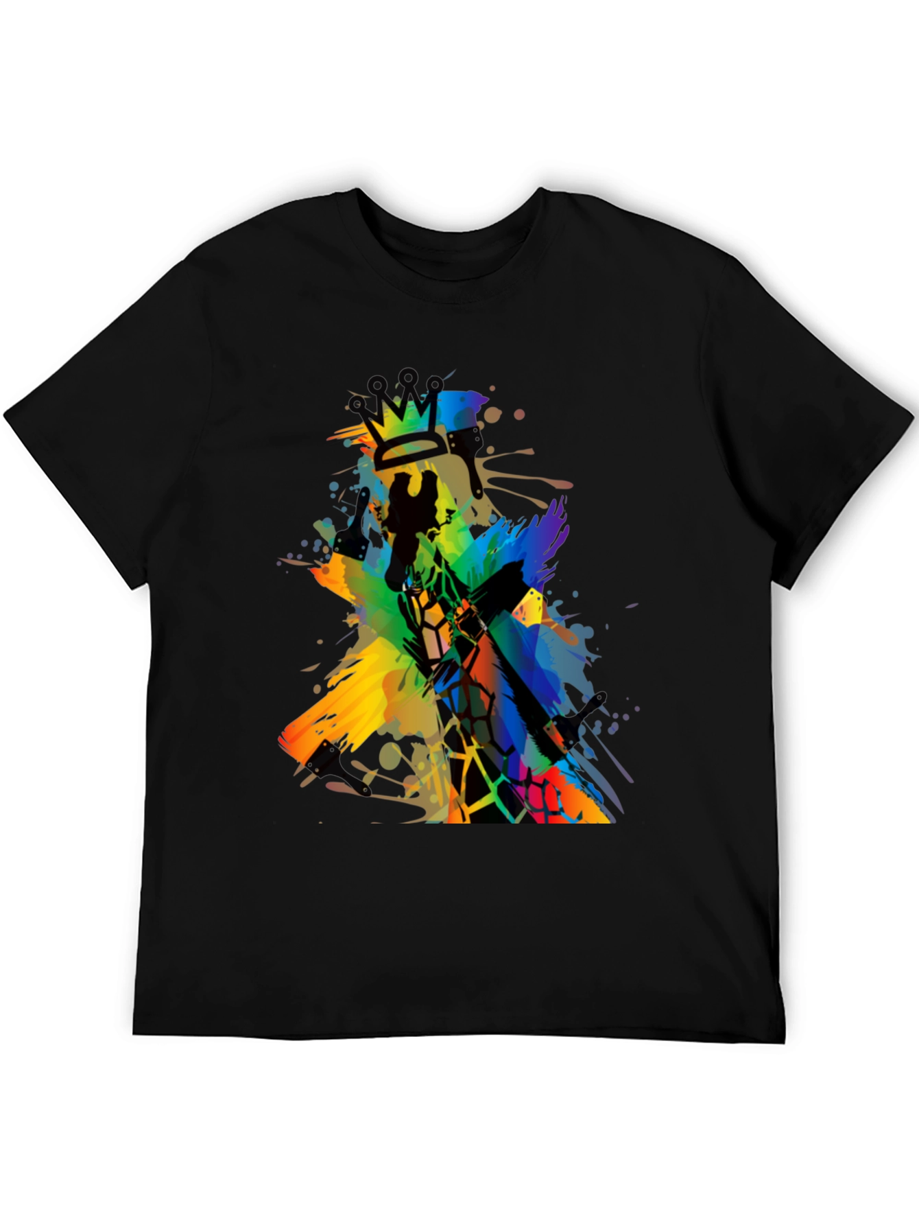 Abstract Giraffe King Mens Black T-Shirt