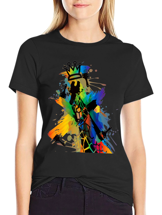 Abstract Giraffe King Mens Black T-Shirt