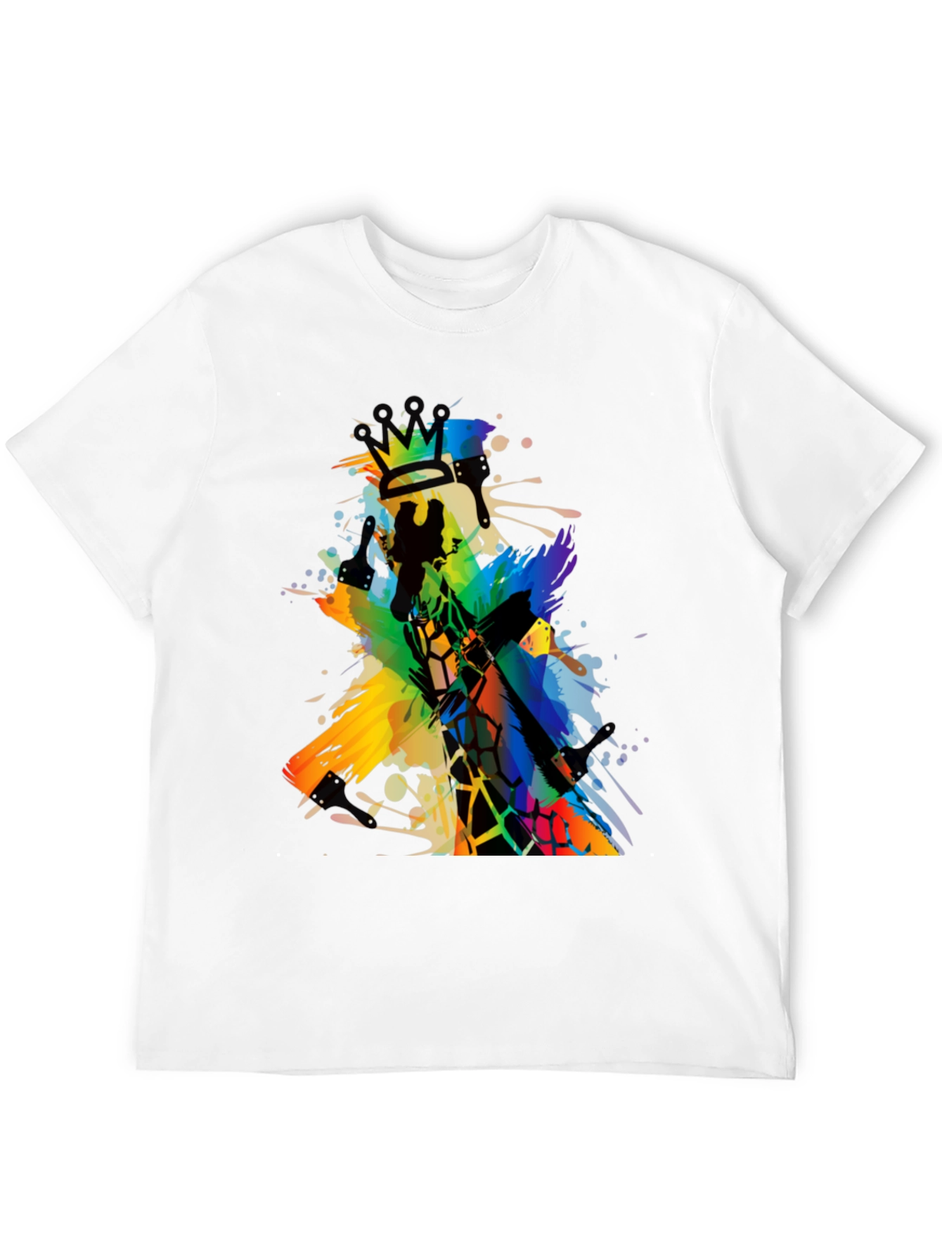 Abstract Giraffe King Mens Black T-Shirt