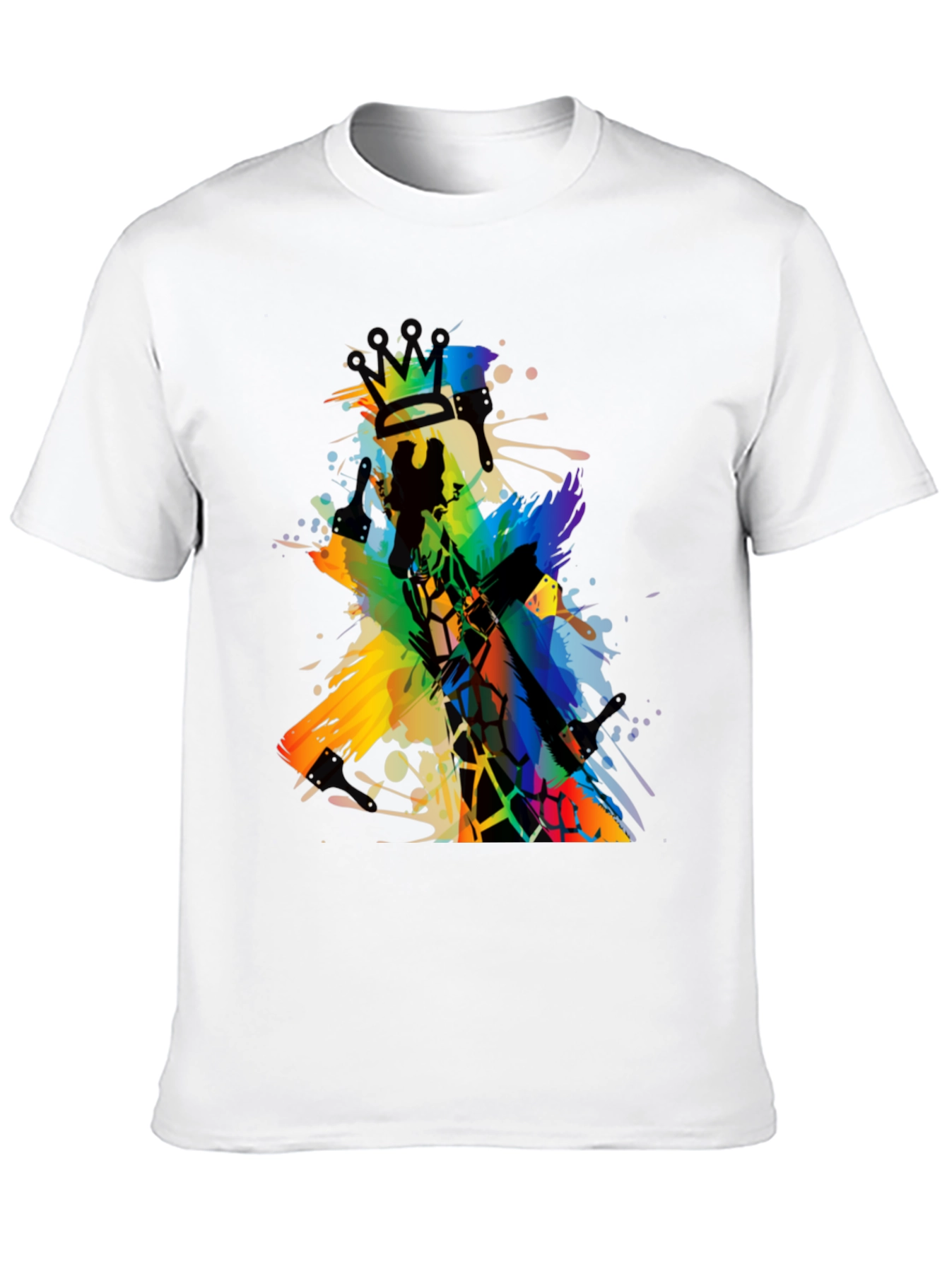 Abstract Giraffe King Mens Black T-Shirt