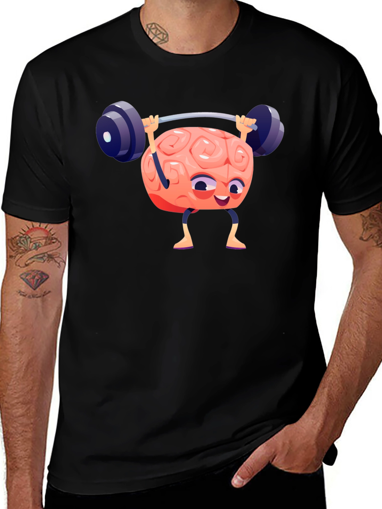 Brain Lifting Weights Graphic T-Shirt