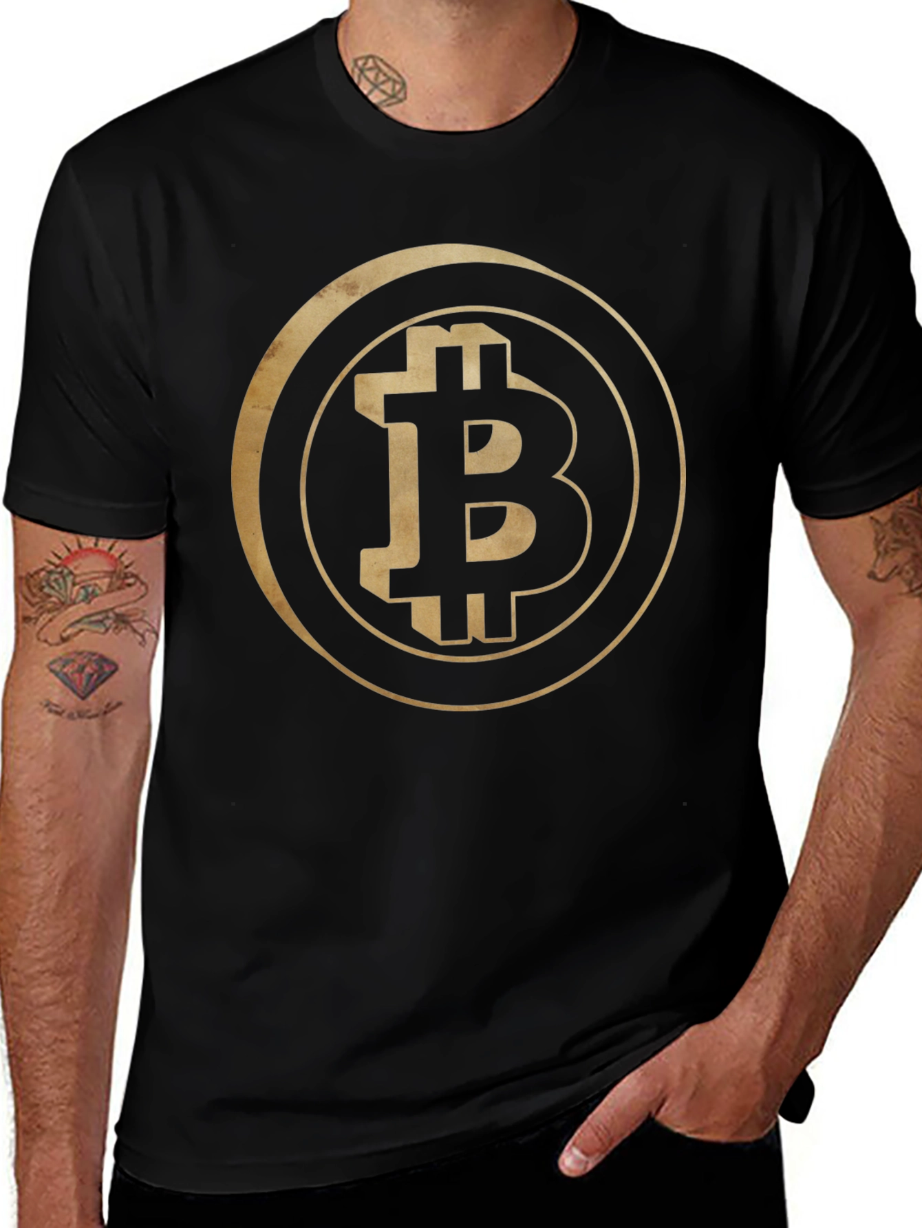 Bitcoin Crypto Gold Logo Black Tee