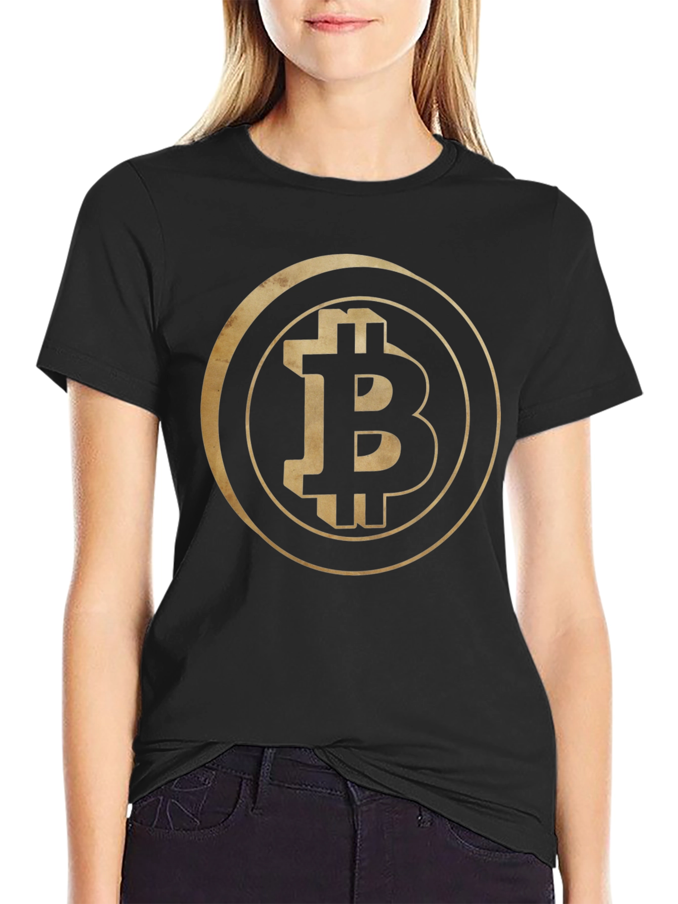 Bitcoin Crypto Gold Logo Black Tee