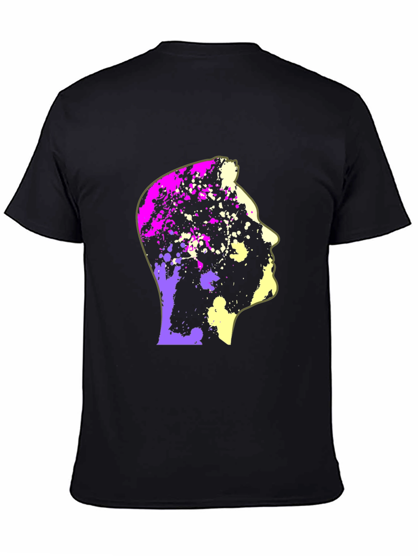 Abstract Head Graphic Print Black T-Shirt
