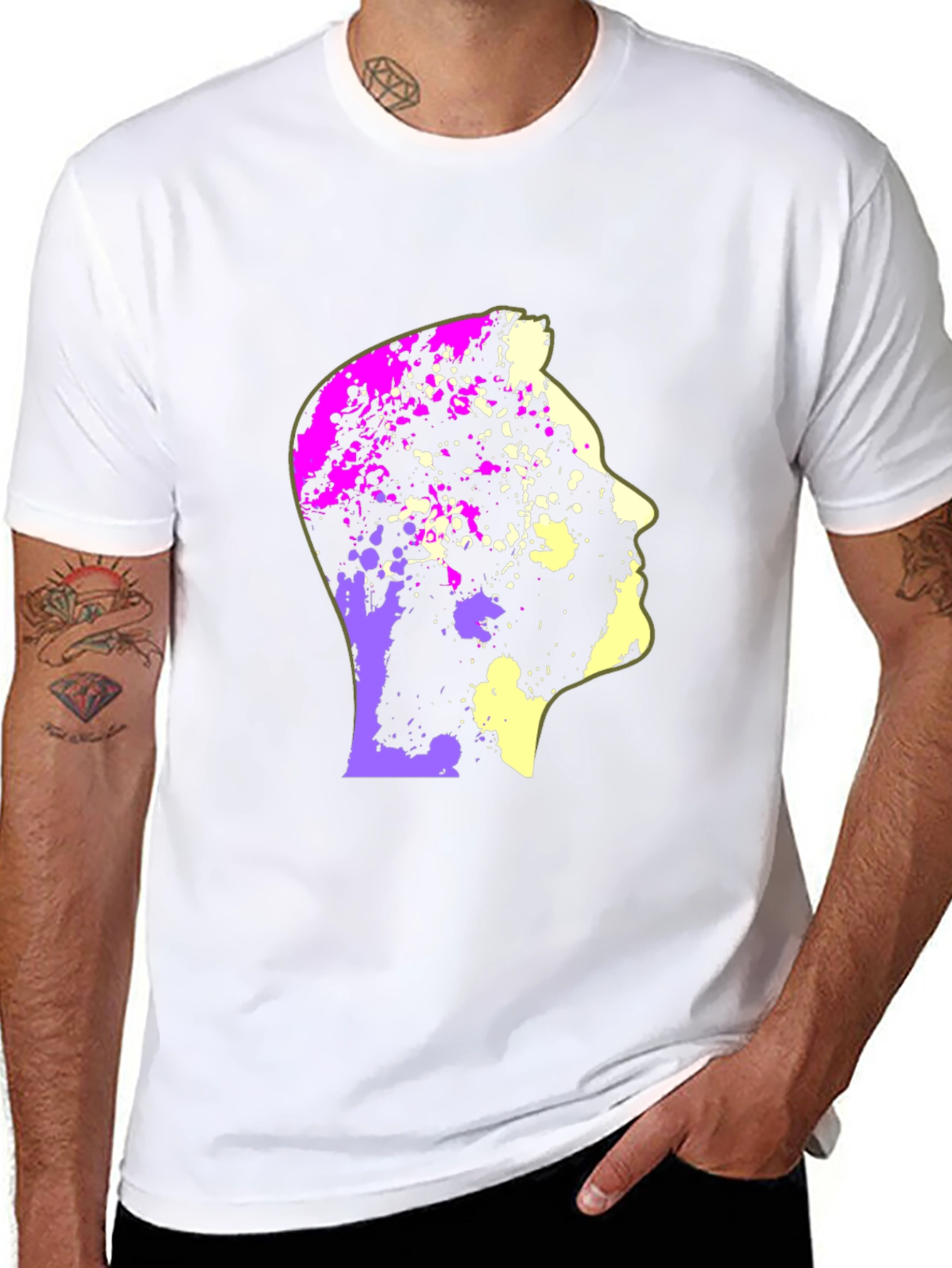 Abstract Head Graphic Print Black T-Shirt