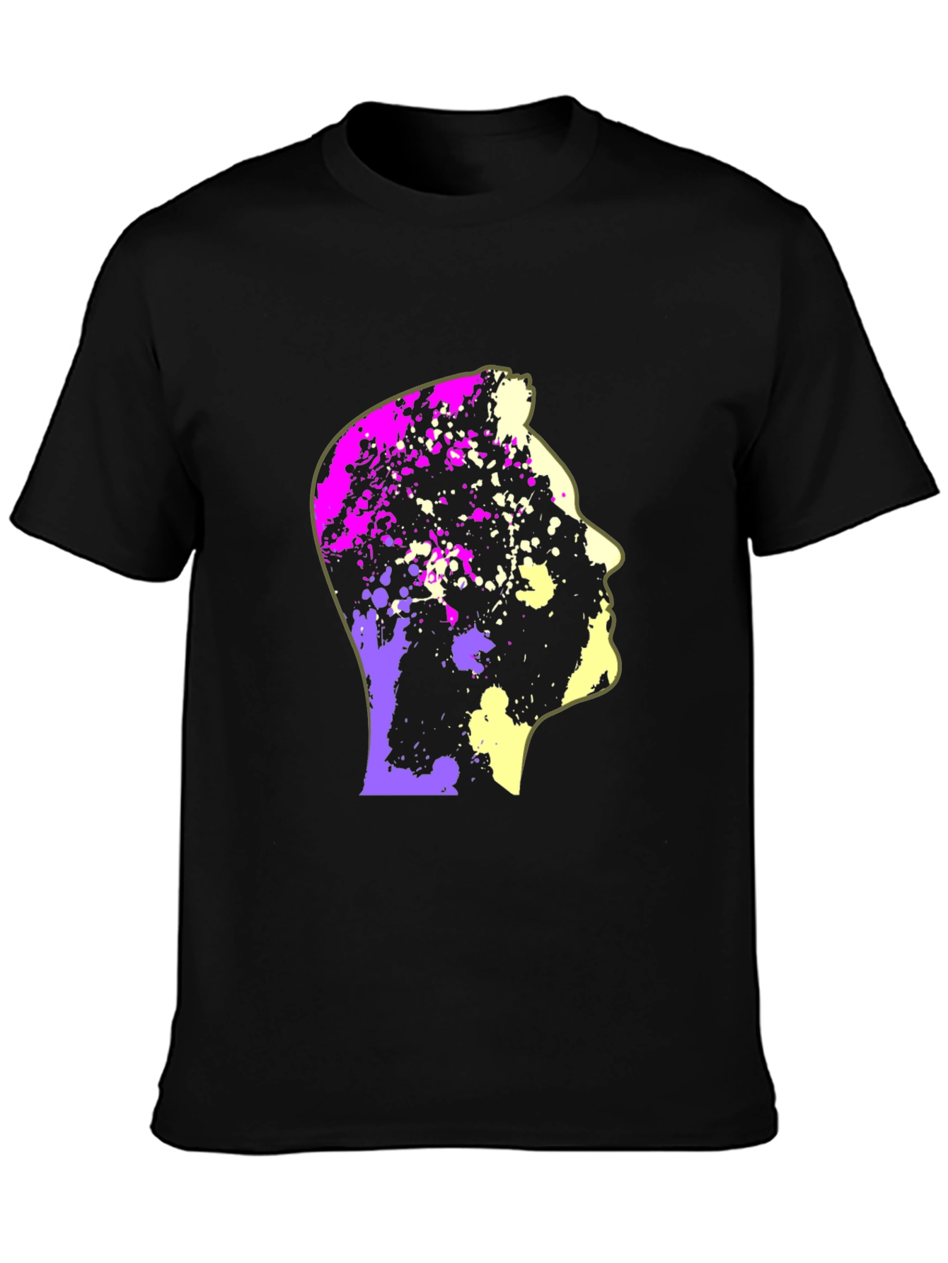 Abstract Head Graphic Print Black T-Shirt