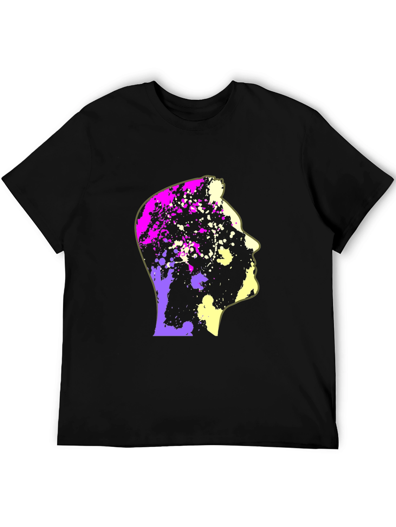 Abstract Head Graphic Print Black T-Shirt