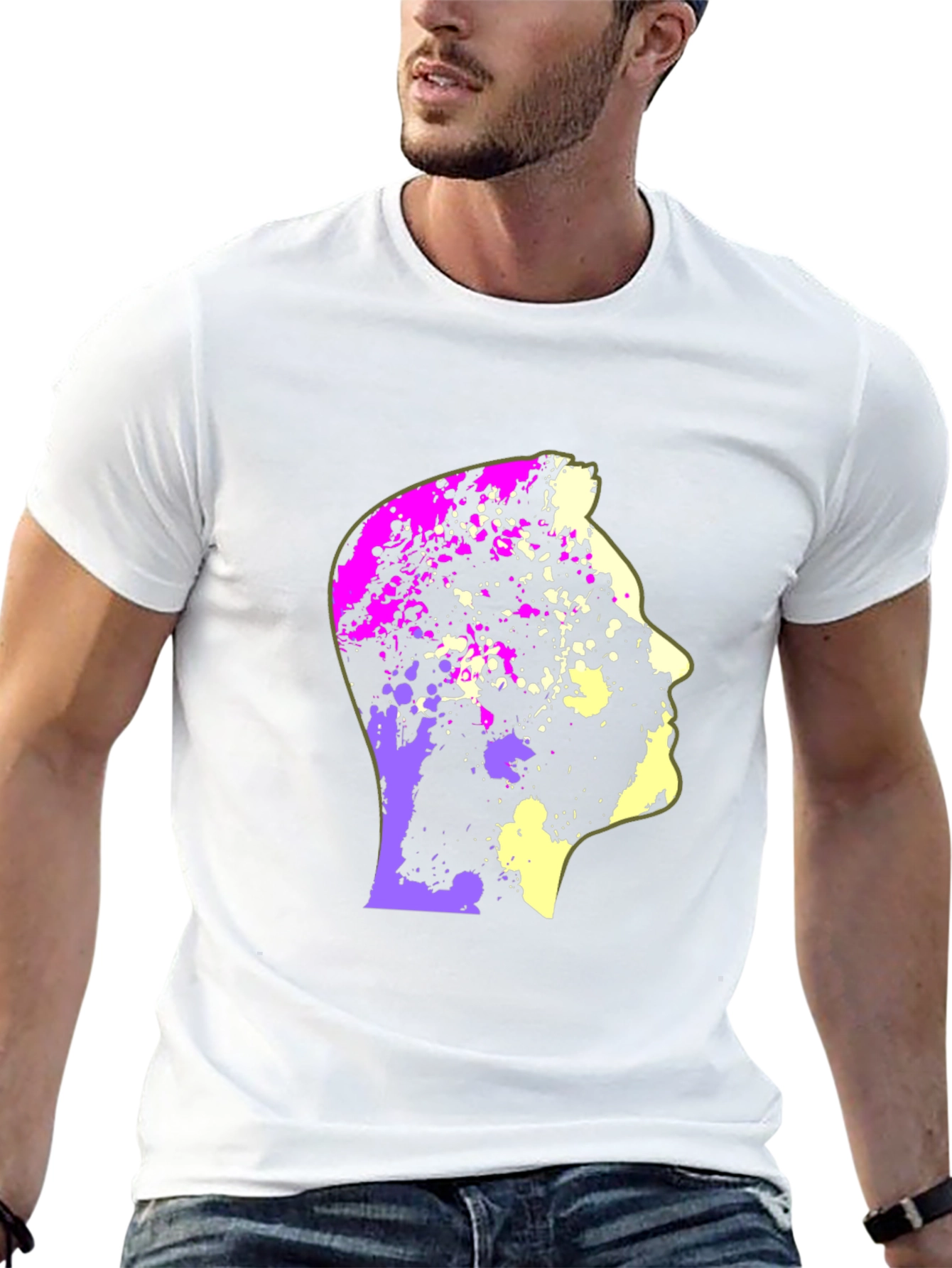 Abstract Head Graphic Print Black T-Shirt