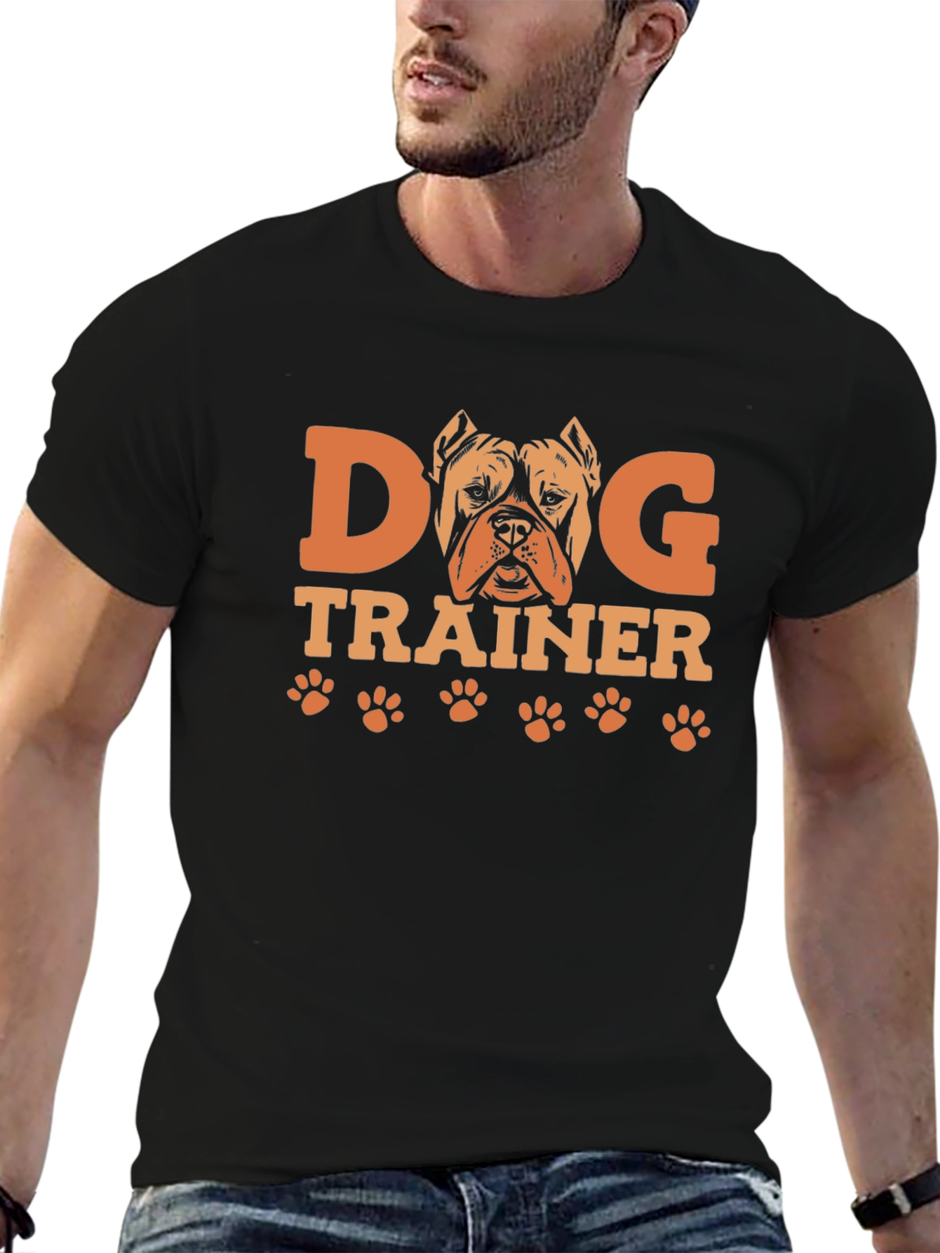 Dog Trainer Graphic Tee -  Pitbull Paw Print Design