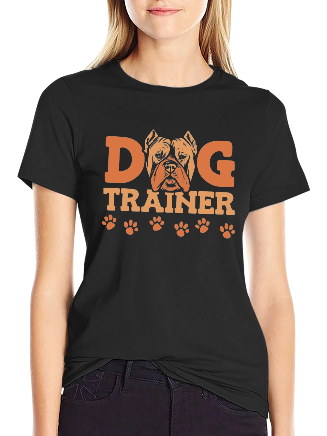 Dog Trainer Graphic Tee -  Pitbull Paw Print Design