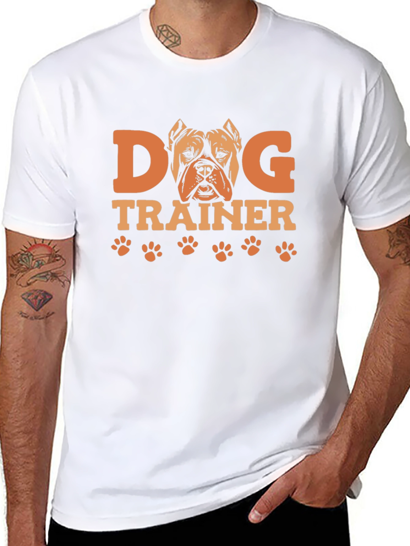 Dog Trainer Graphic Tee -  Pitbull Paw Print Design