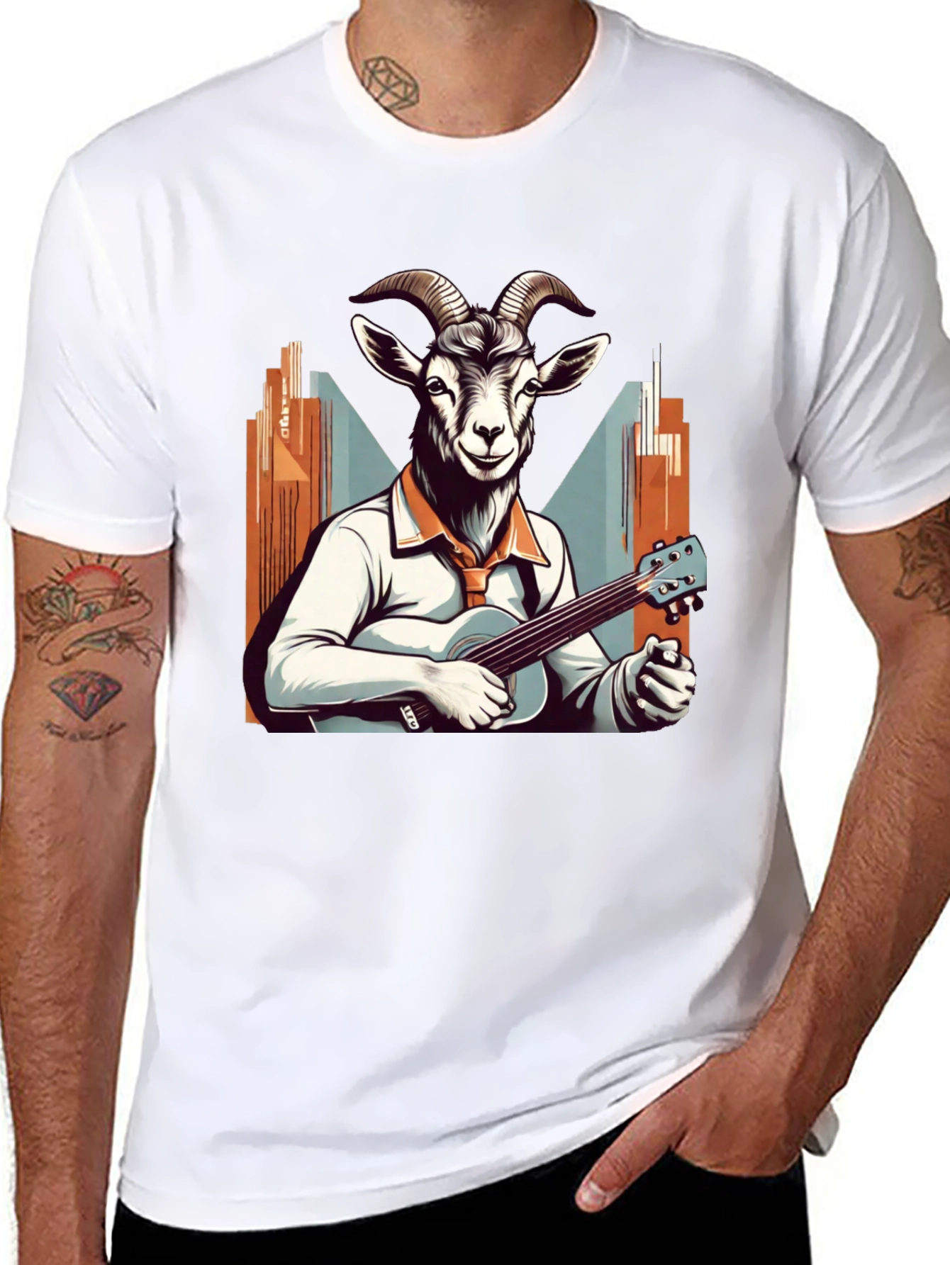 Goat Musician Graphic Tee - Quirky & Cool