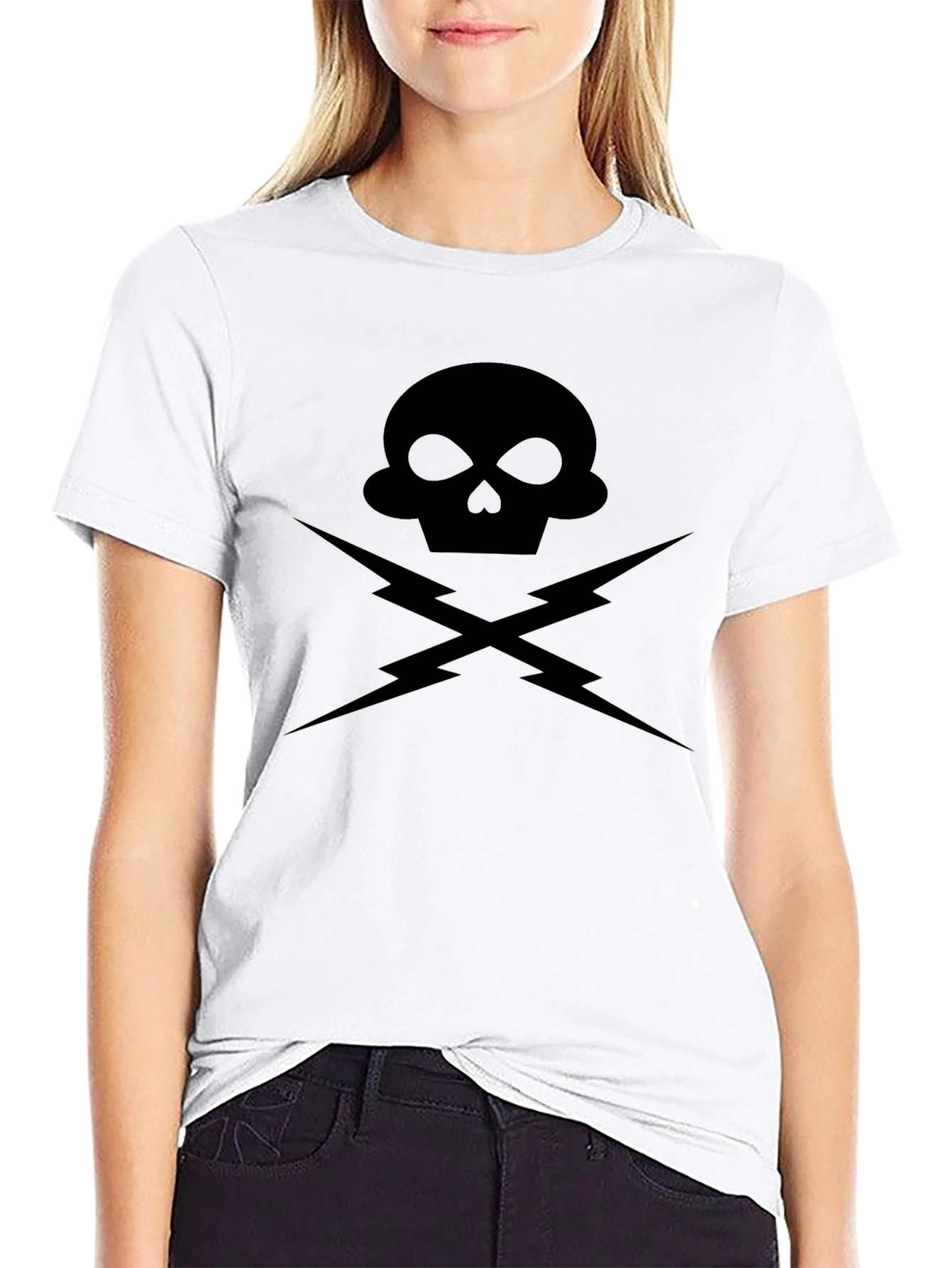 Skull & Lightning Bolt Graphic Tee - Mens