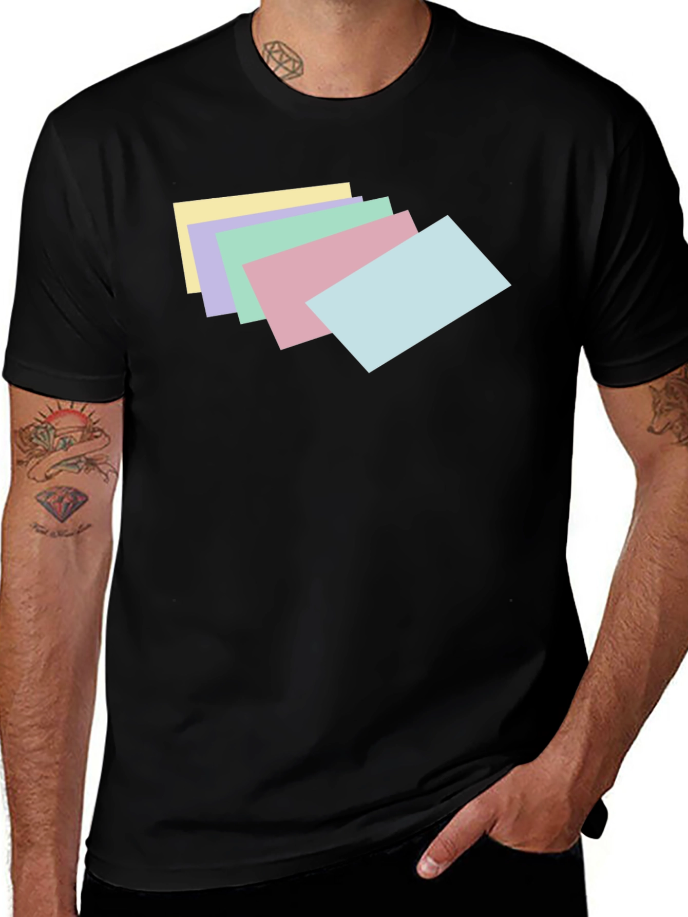 Pastel Stack Tee - Trendy Graphic T-Shirt