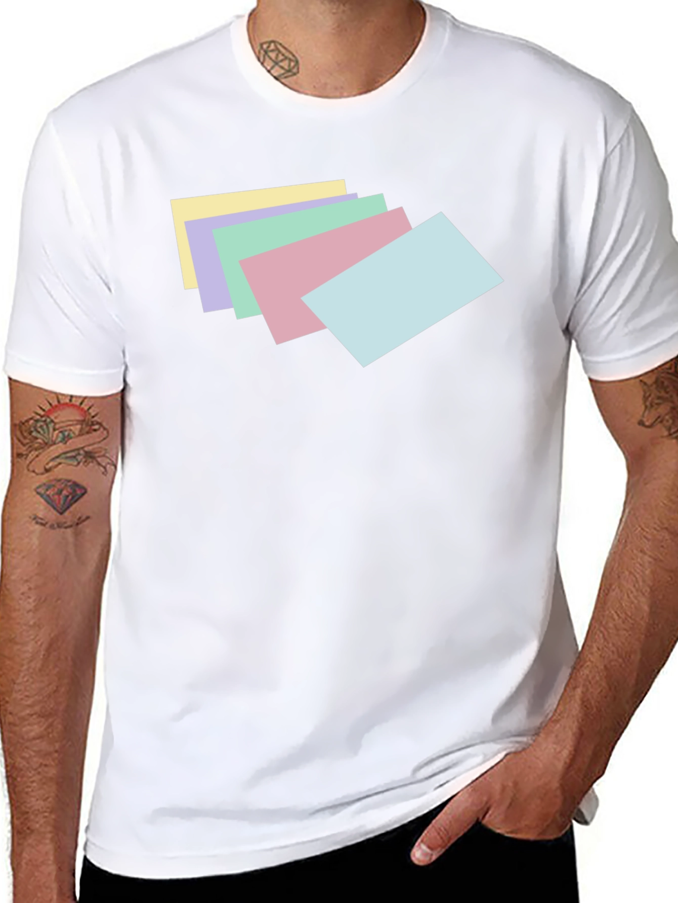 Pastel Stack Tee - Trendy Graphic T-Shirt