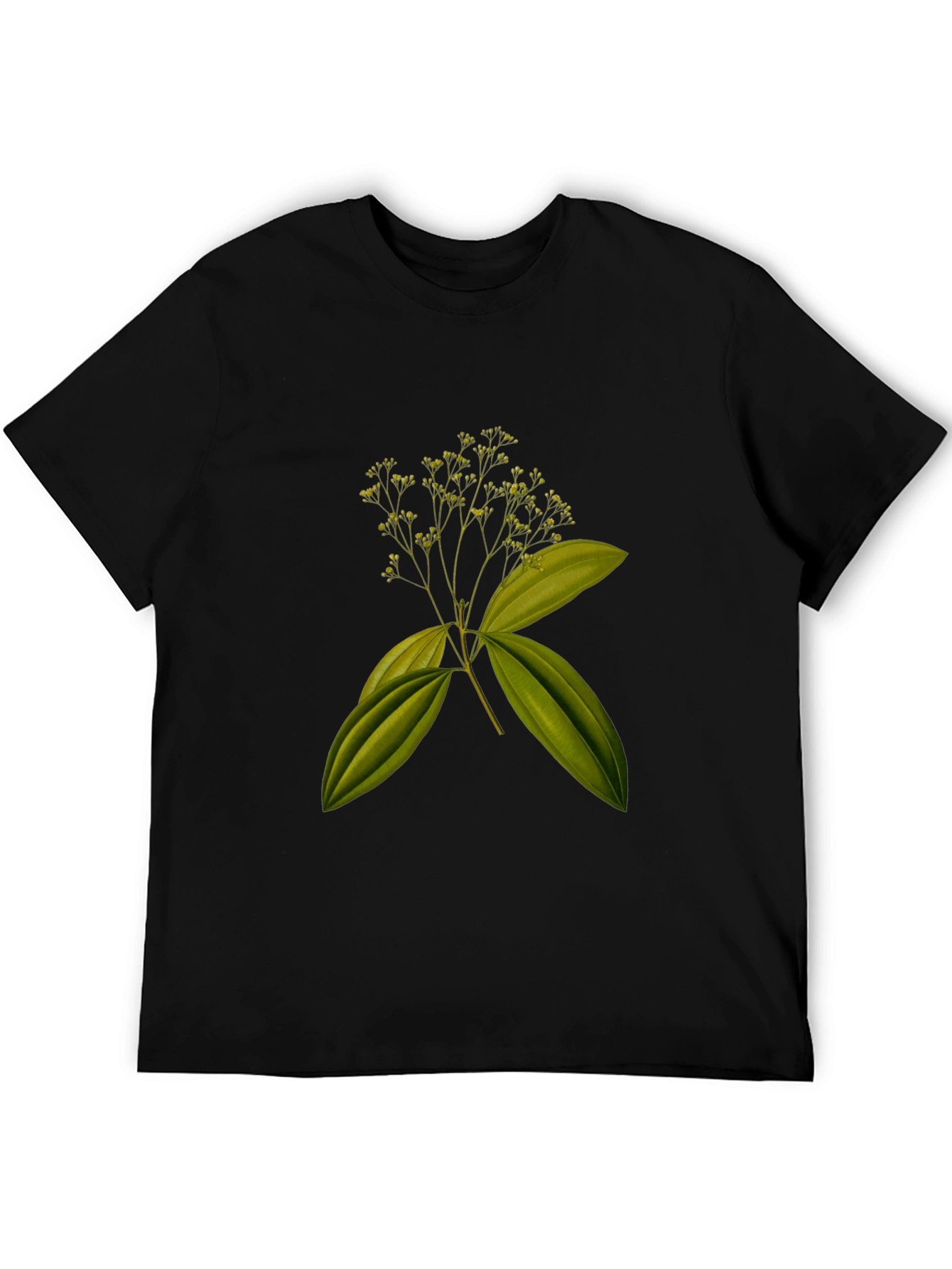 Botanical Print Black T-Shirt