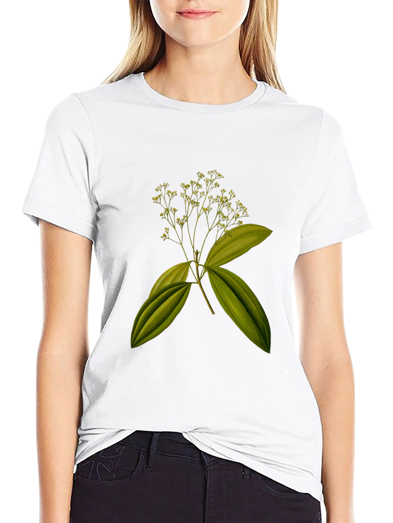 Botanical Print Black T-Shirt