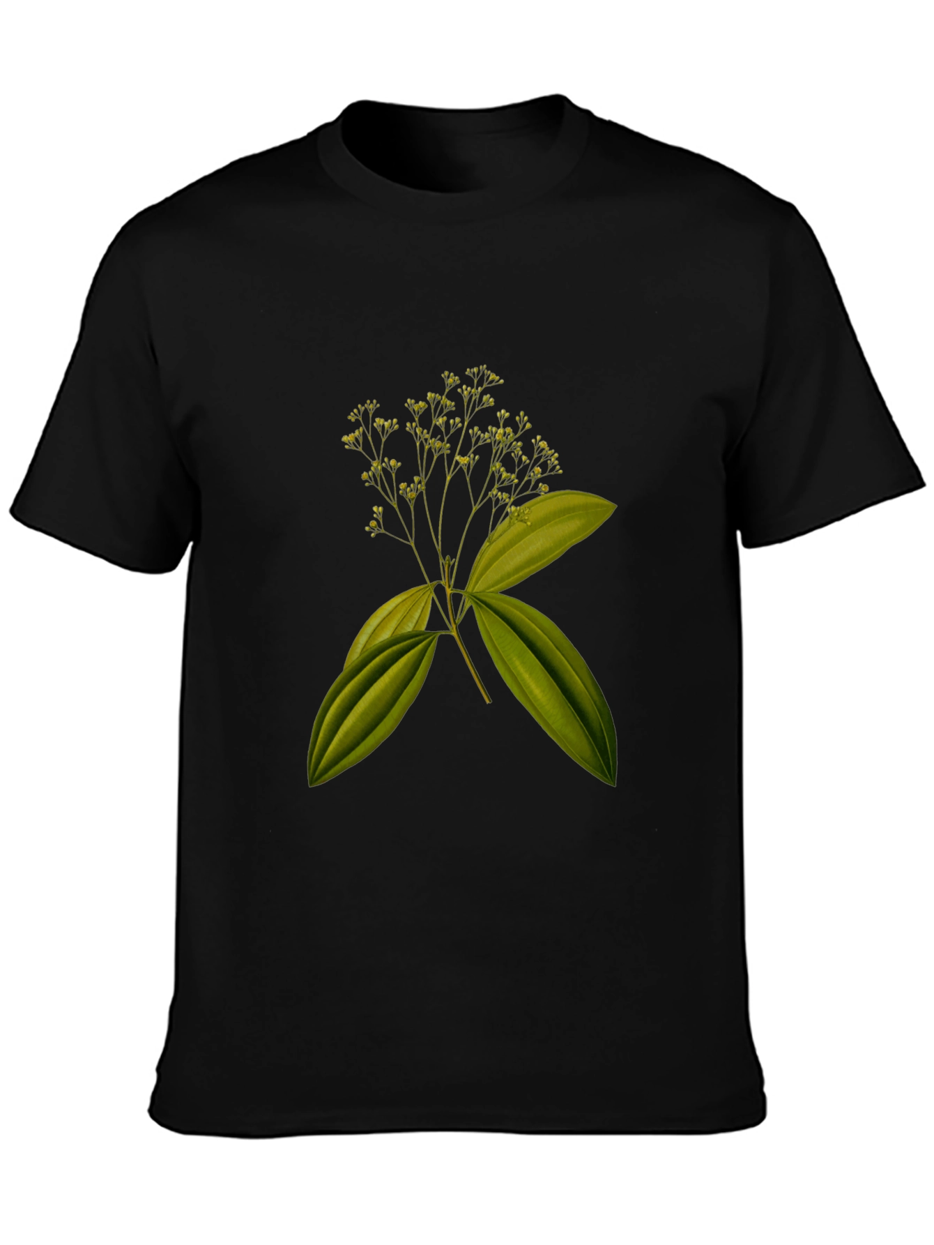 Botanical Print Black T-Shirt