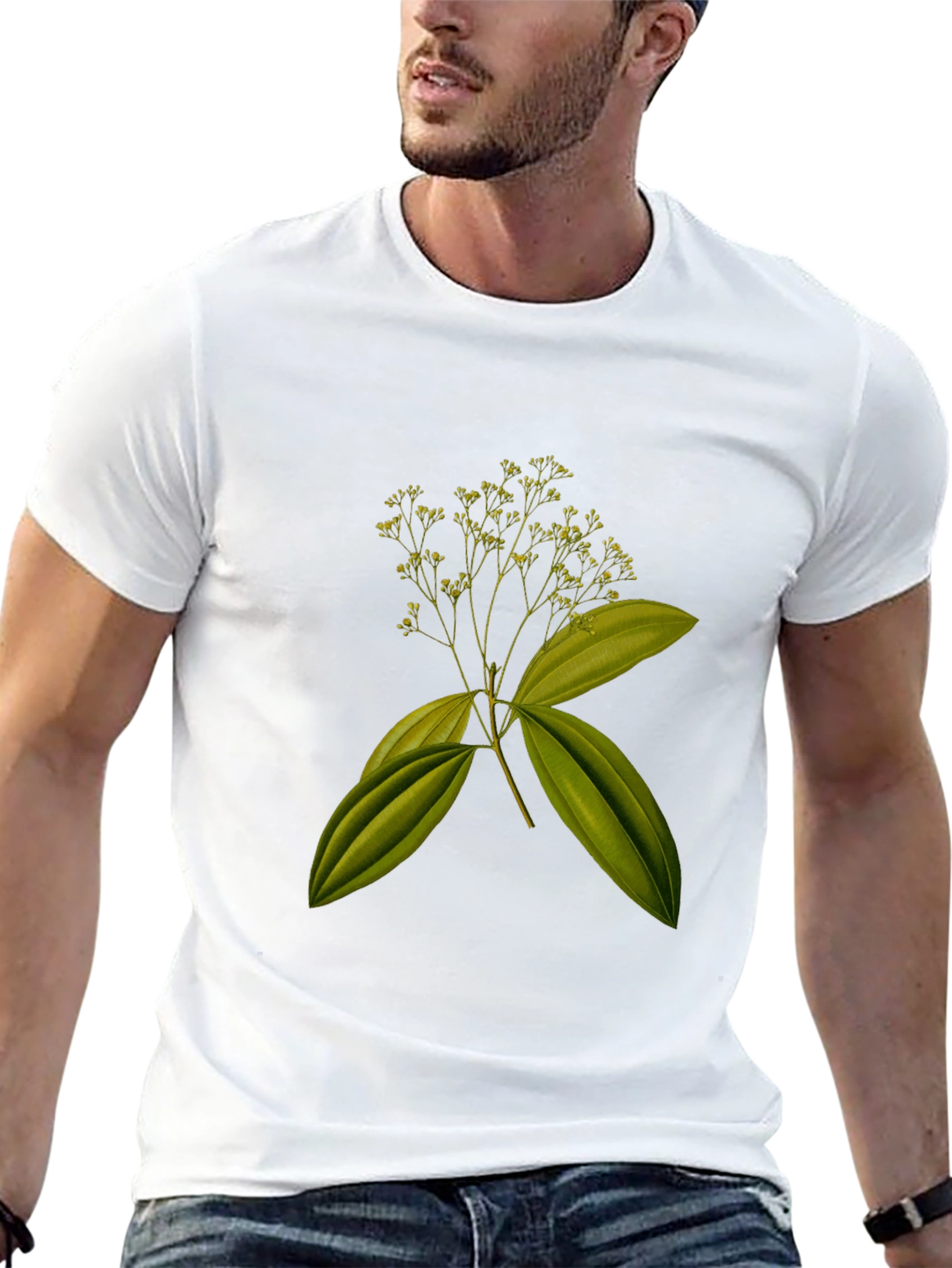 Botanical Print Black T-Shirt