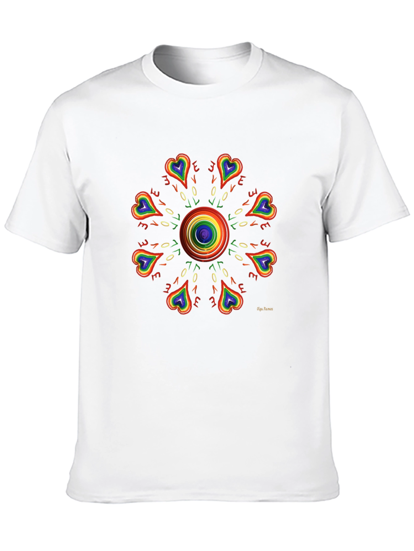 Rainbow Love Heart Mandala Graphic Tee