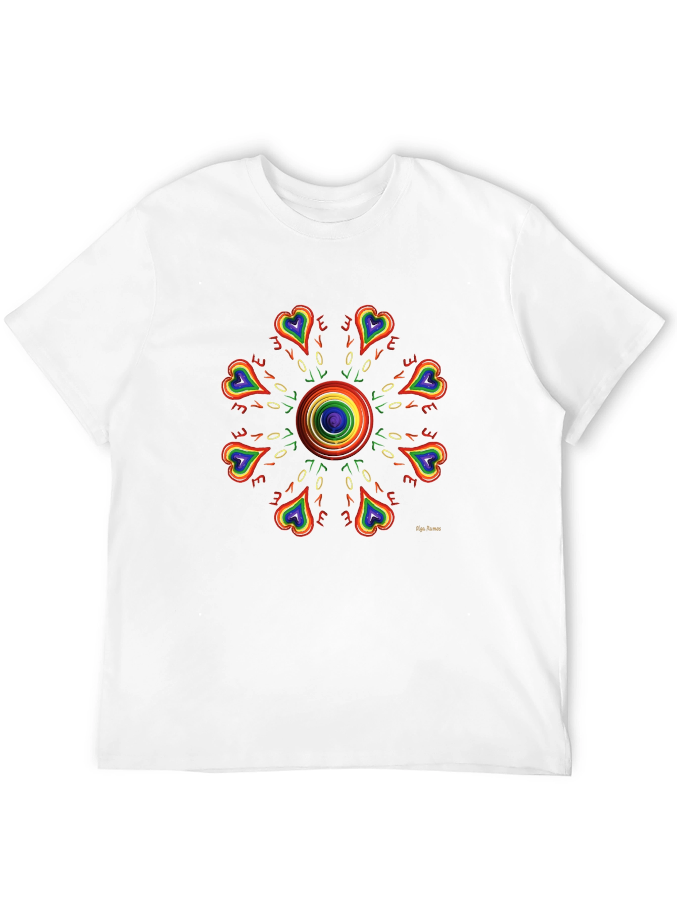 Rainbow Love Heart Mandala Graphic Tee
