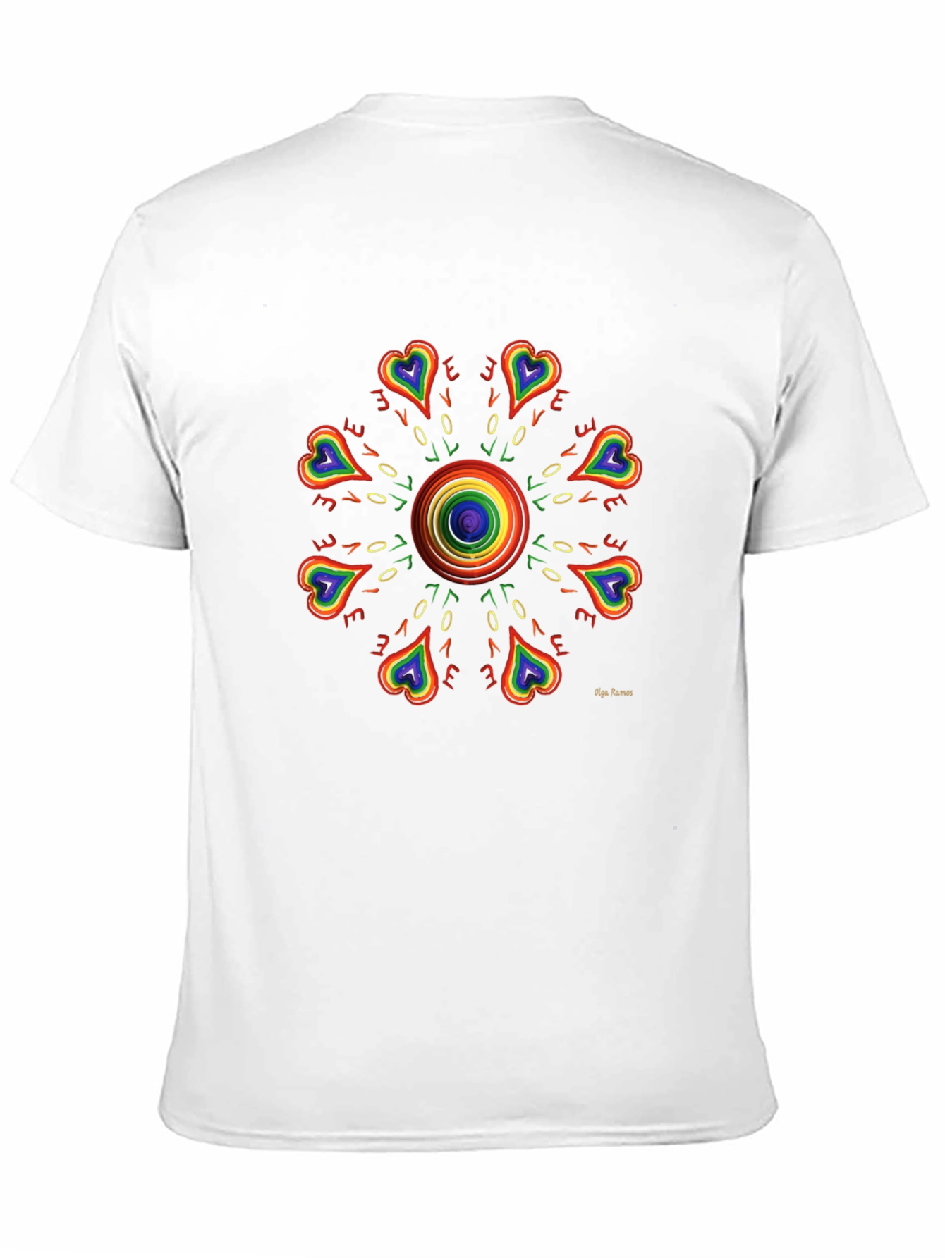 Rainbow Love Heart Mandala Graphic Tee