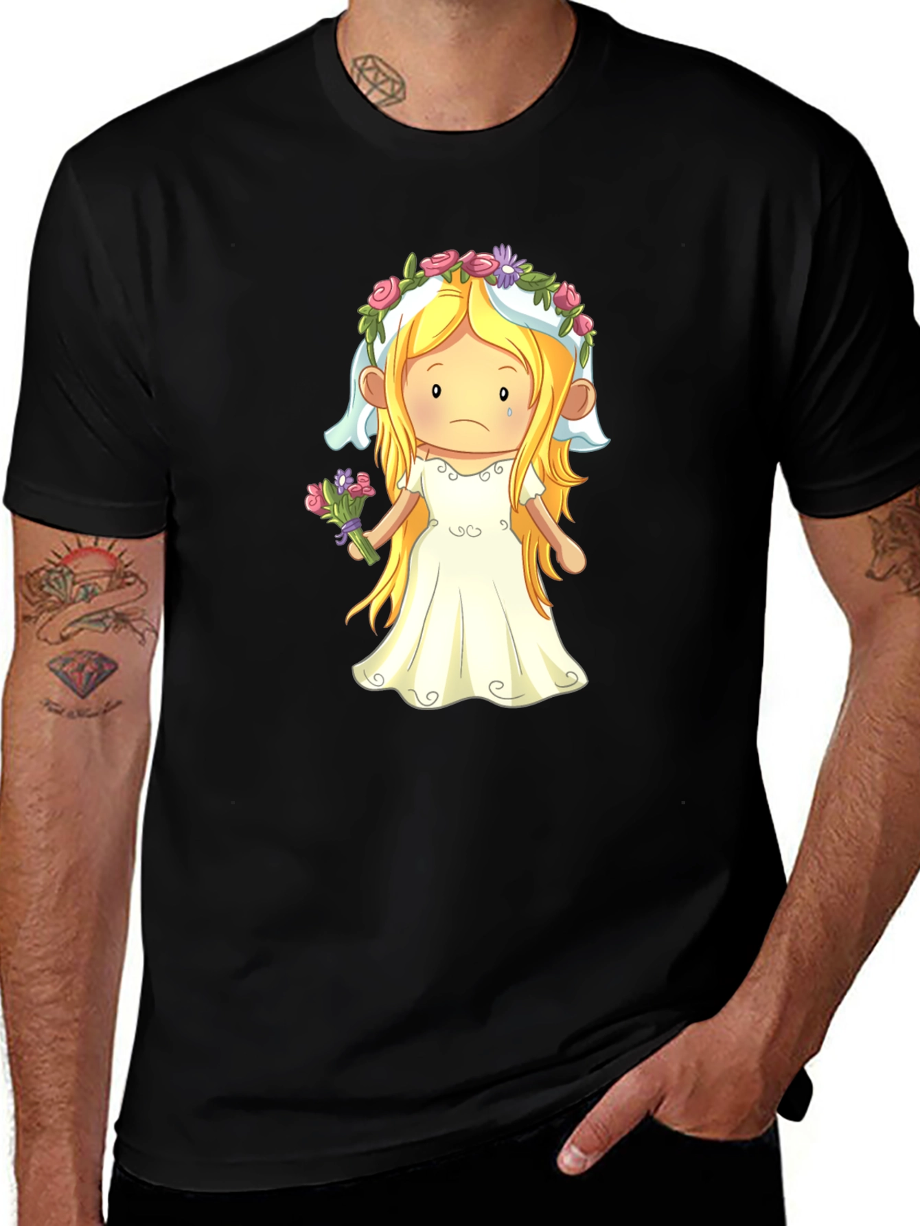 Sad Bride Cartoon T-Shirt