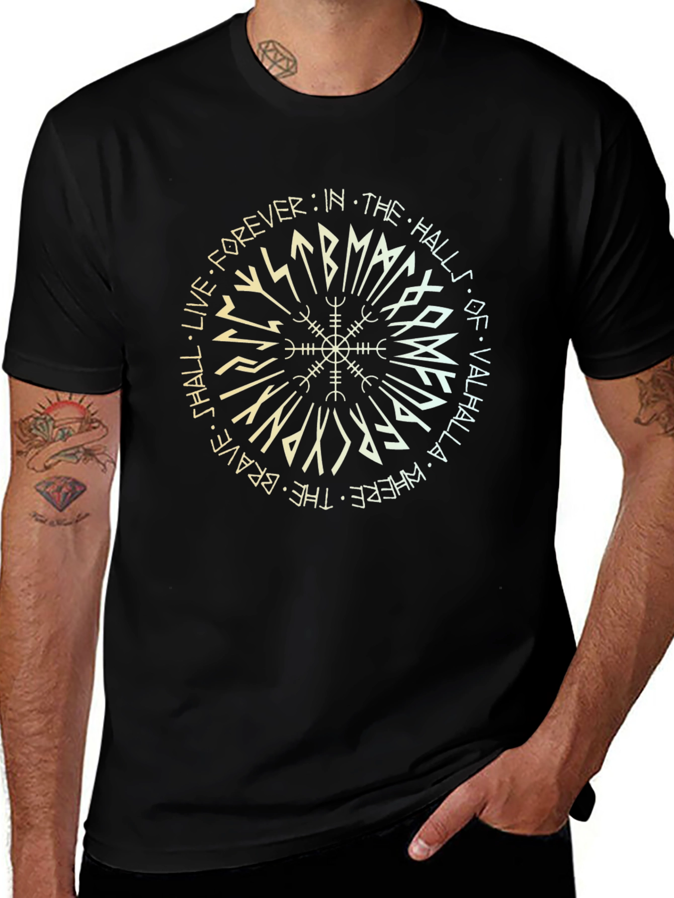 Viking Compass Valhalla T-Shirt - Live Forever