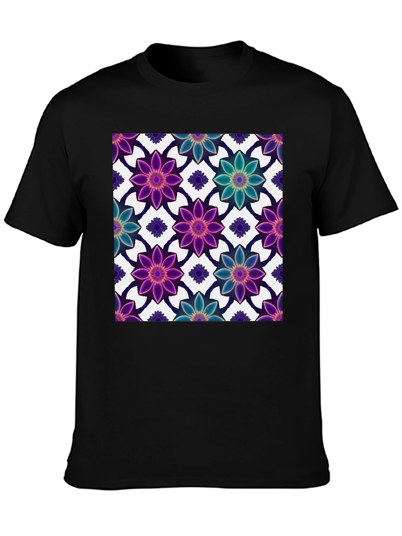 Floral Print Black T-Shirt