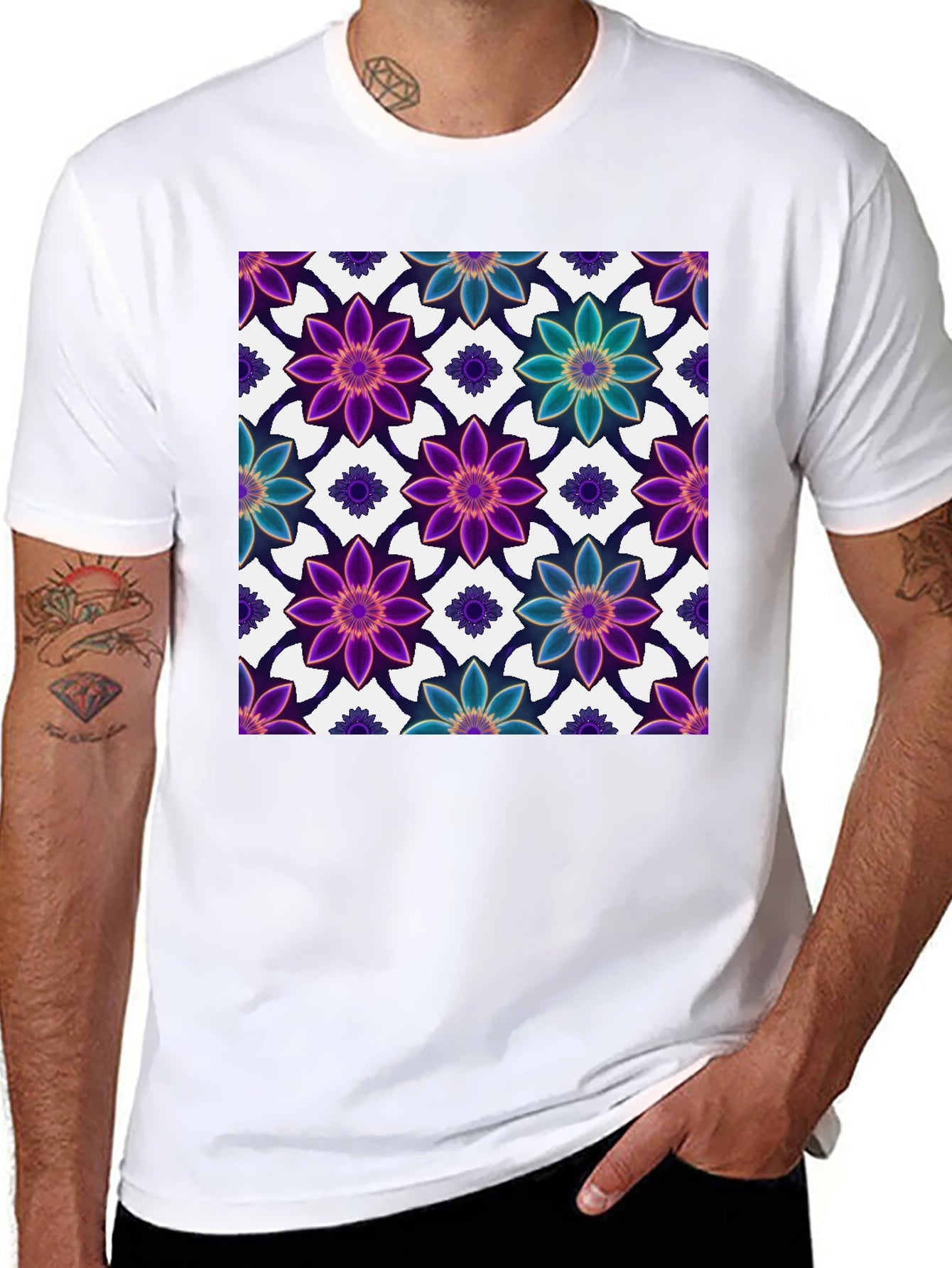 Floral Print Black T-Shirt
