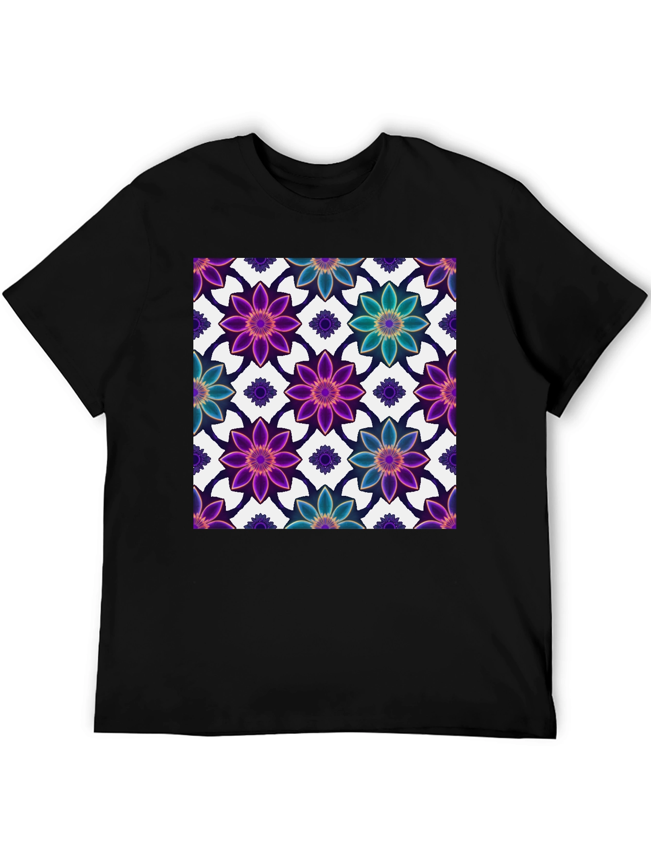 Floral Print Black T-Shirt