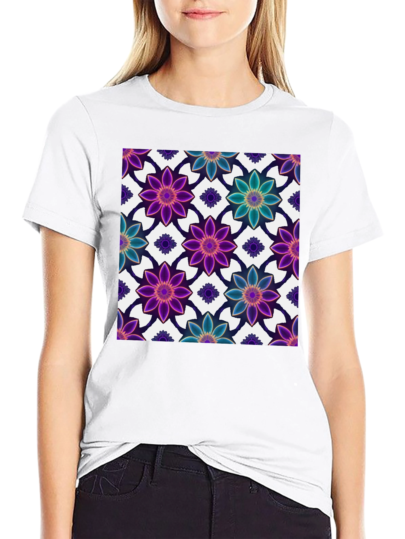 Floral Print Black T-Shirt