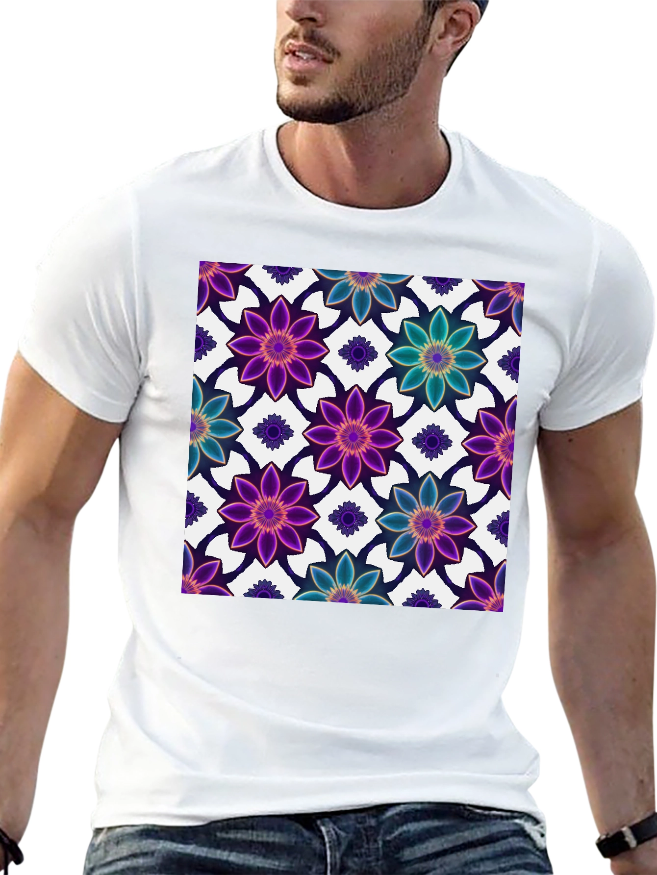 Floral Print Black T-Shirt