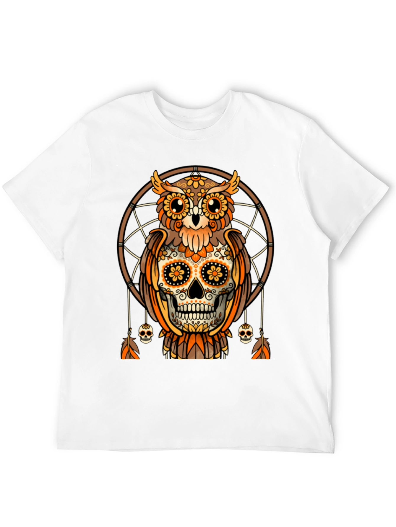 Sugar Skull Owl Dreamcatcher Graphic Tee