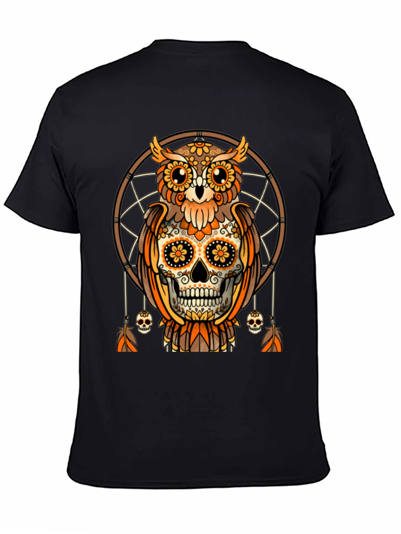 Sugar Skull Owl Dreamcatcher Graphic Tee