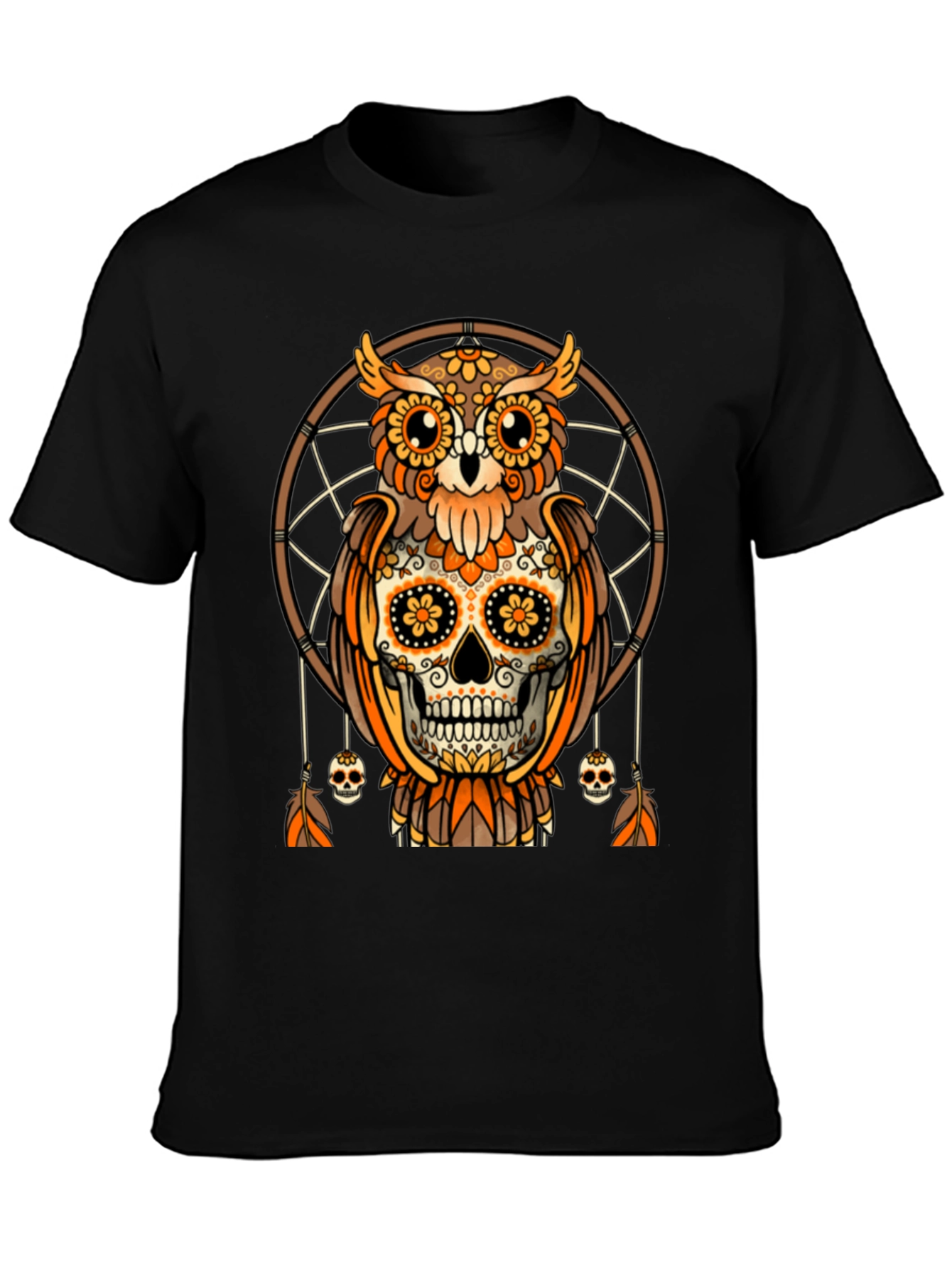 Sugar Skull Owl Dreamcatcher Graphic Tee