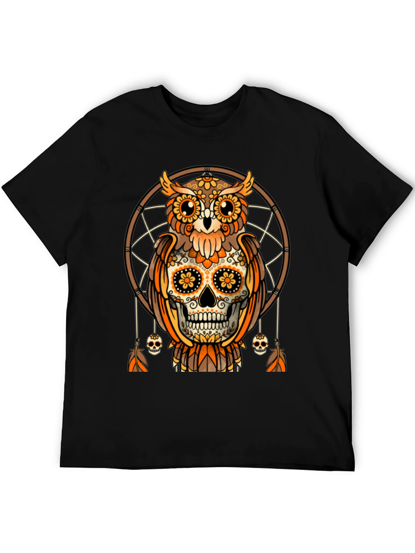 Sugar Skull Owl Dreamcatcher Graphic Tee