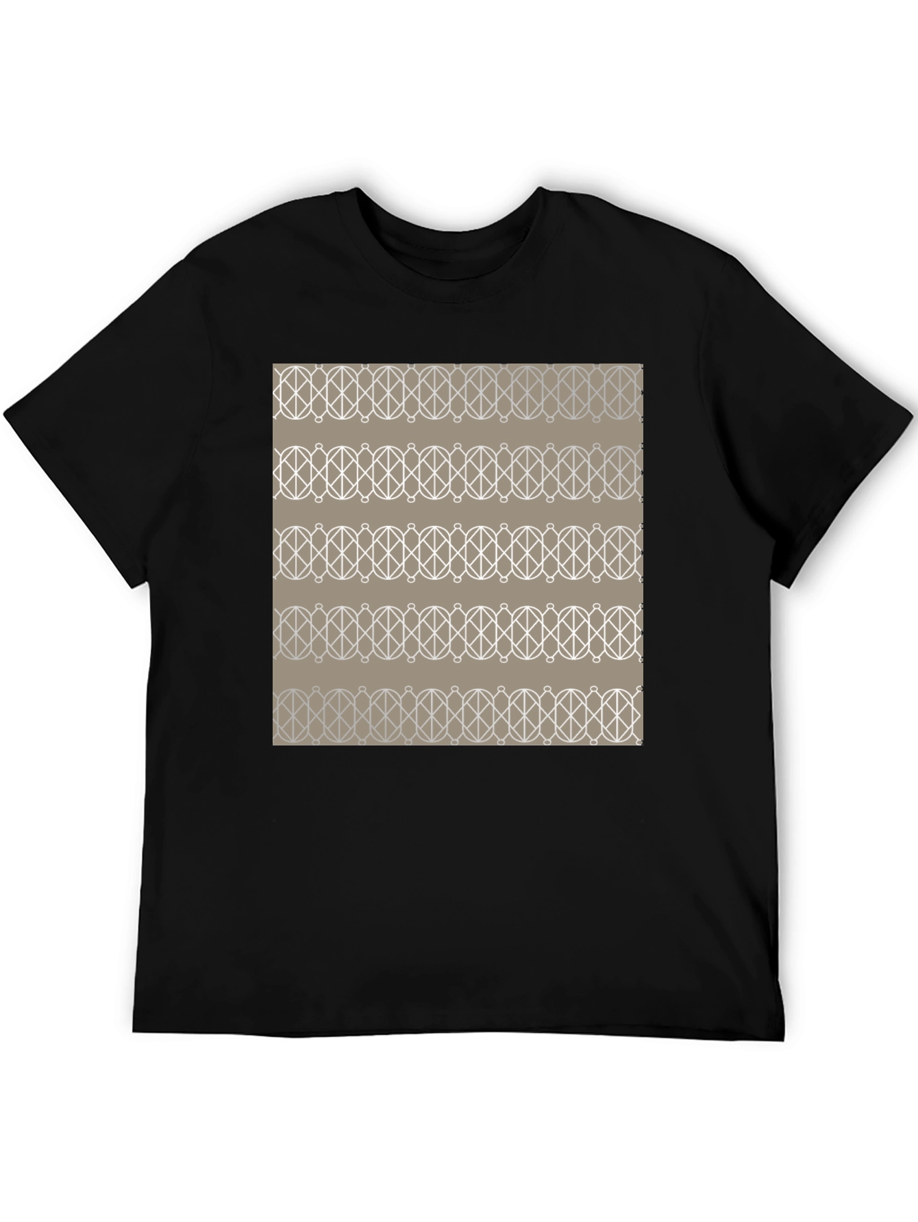 Geometric Pattern Graphic Tee - Stylish Mens Black T-Shirt