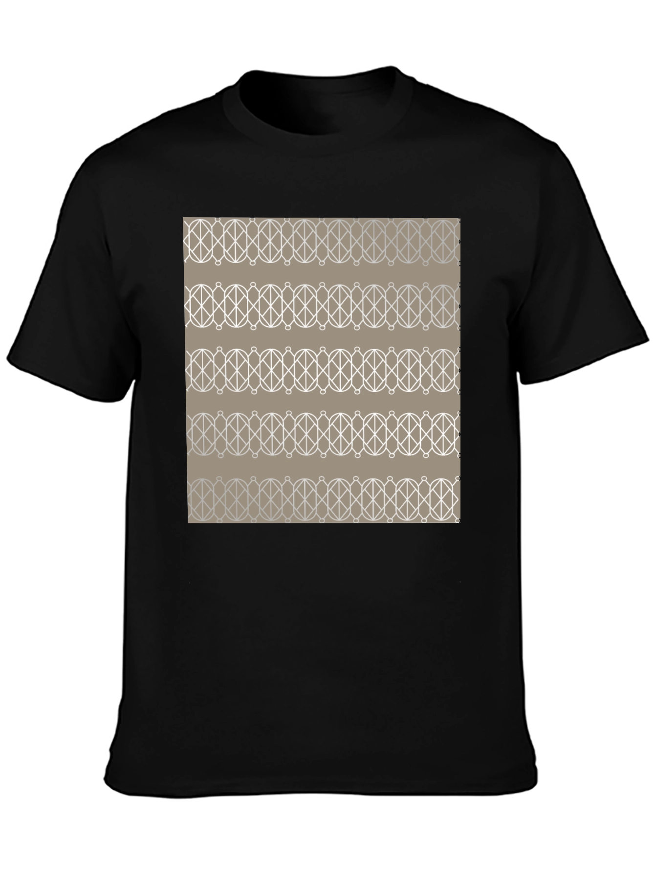 Geometric Pattern Graphic Tee - Stylish Mens Black T-Shirt