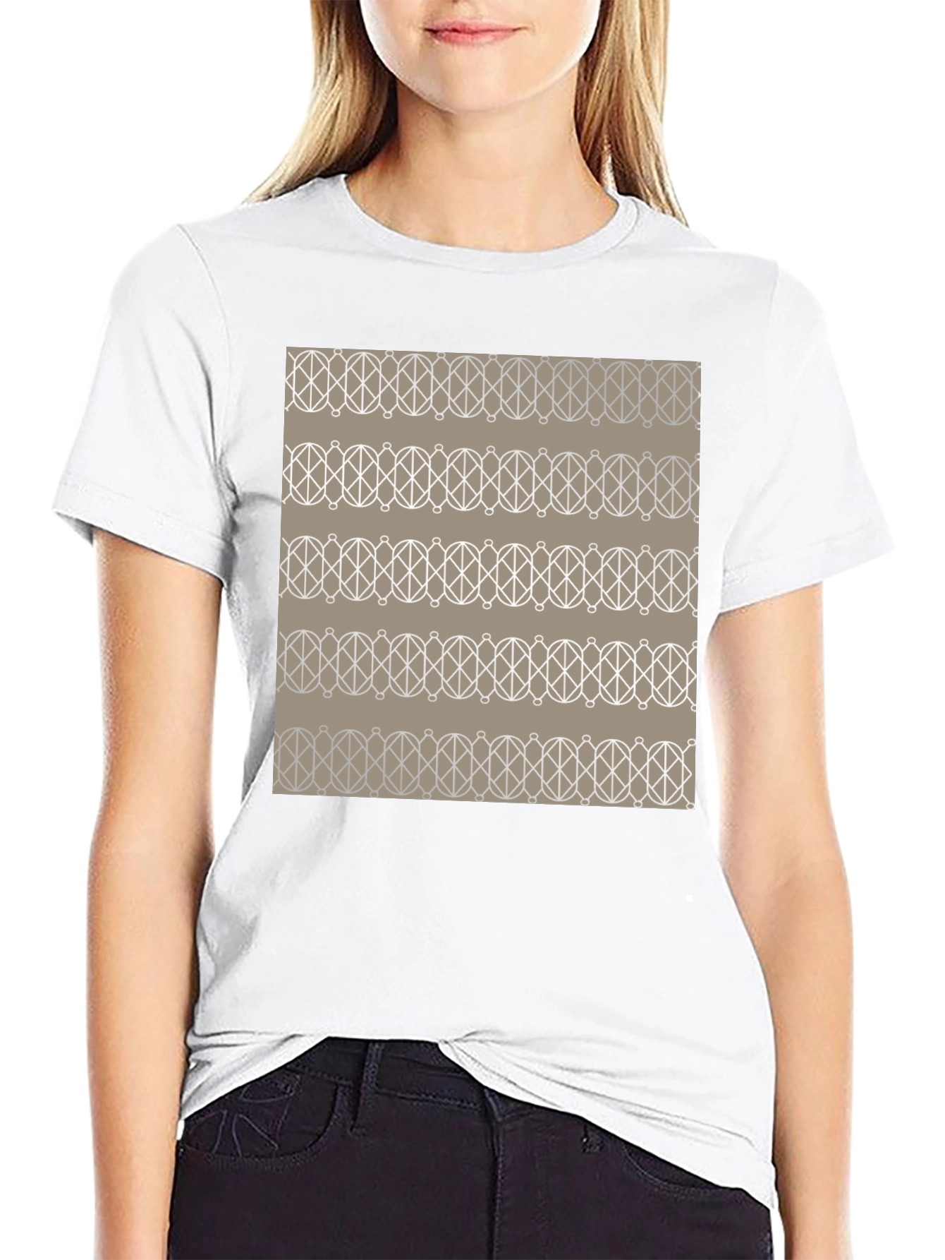 Geometric Pattern Graphic Tee - Stylish Mens Black T-Shirt