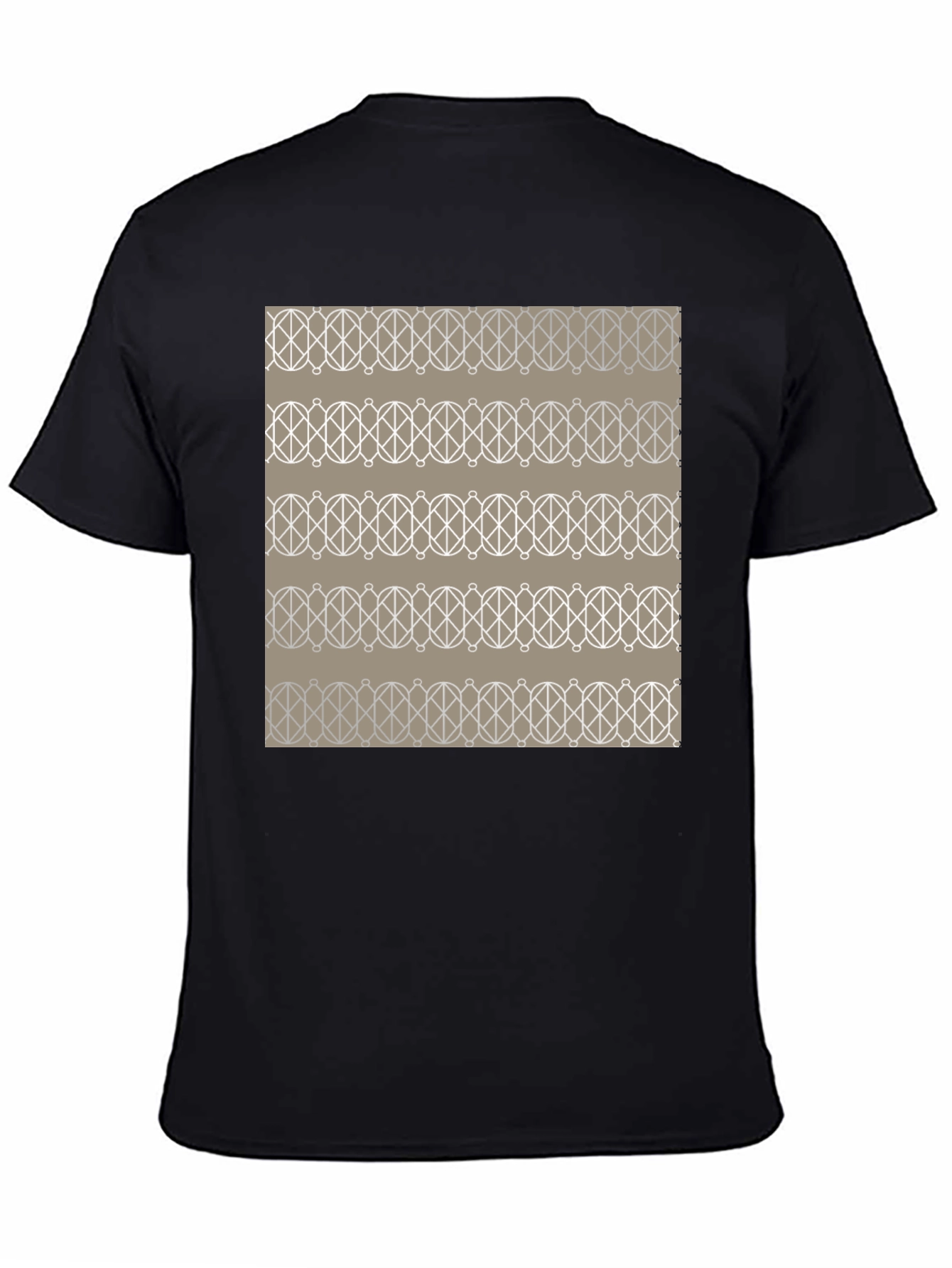 Geometric Pattern Graphic Tee - Stylish Mens Black T-Shirt
