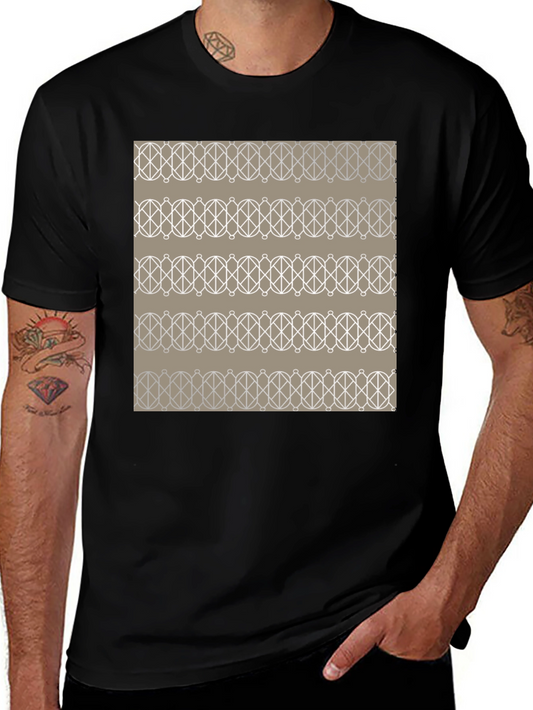 Geometric Pattern Graphic Tee - Stylish Mens Black T-Shirt