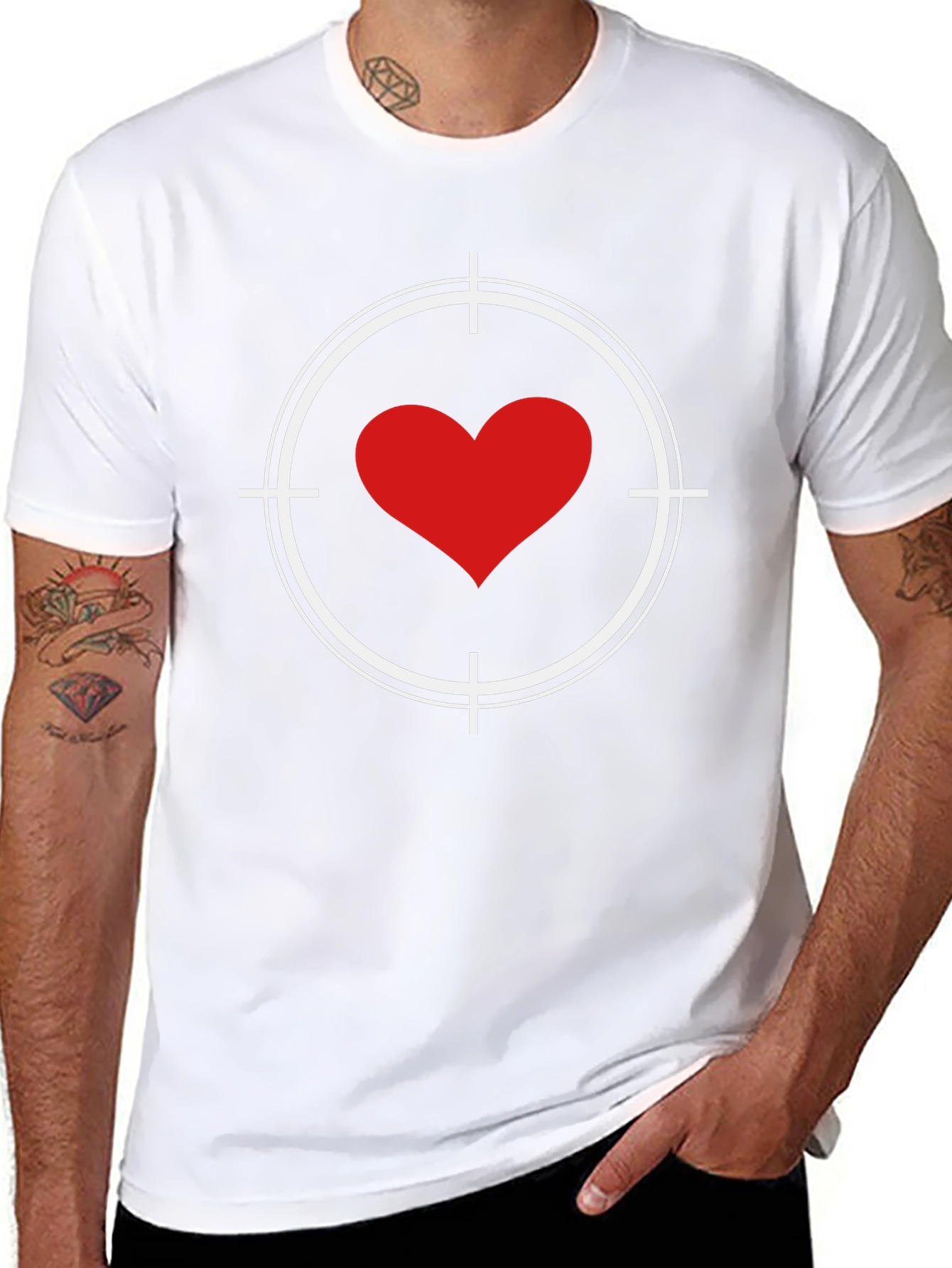 Heart Target Graphic Tee - Black Cotton T-Shirt